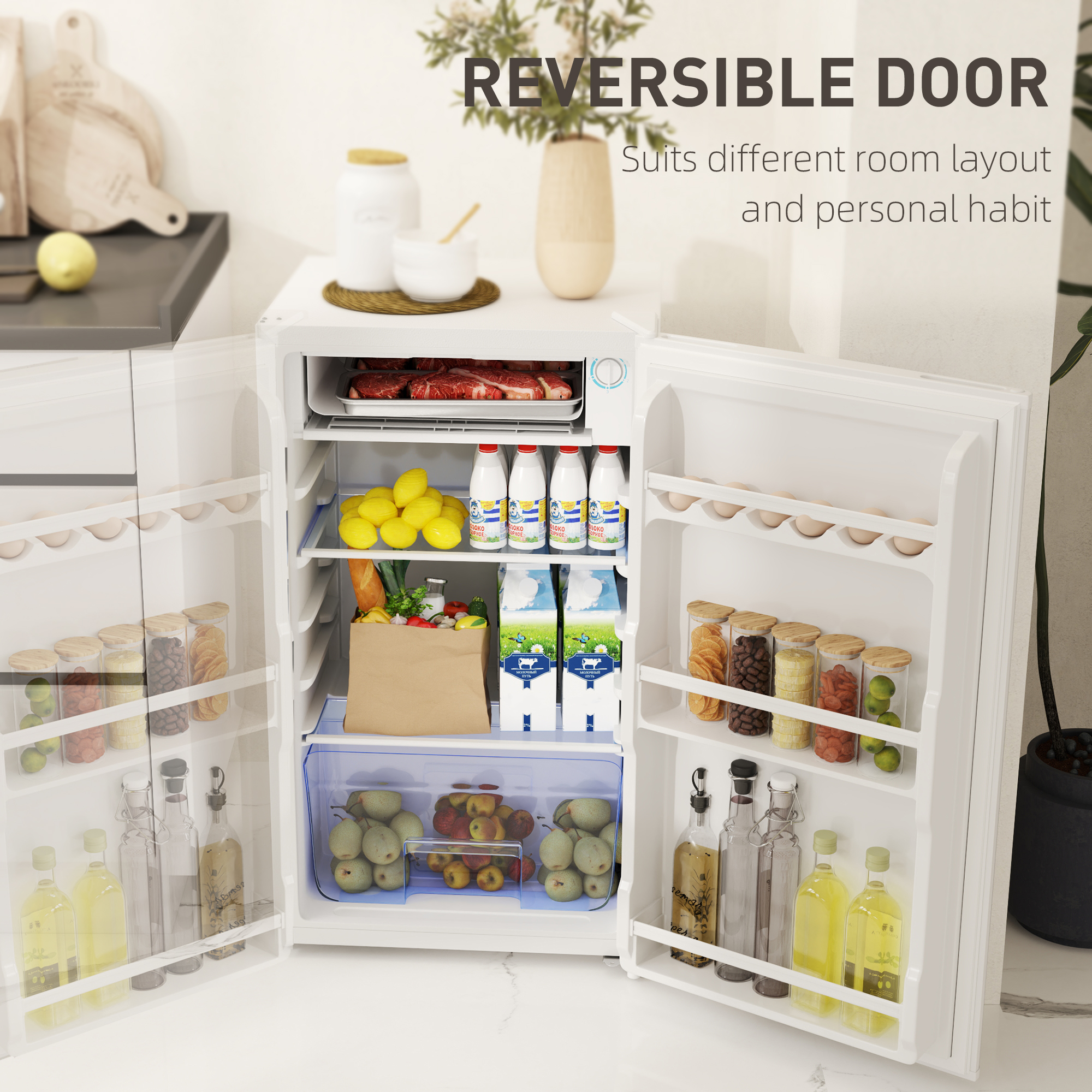 91 Liter Independent Under Table Refrigerator With Lock - White — image 2