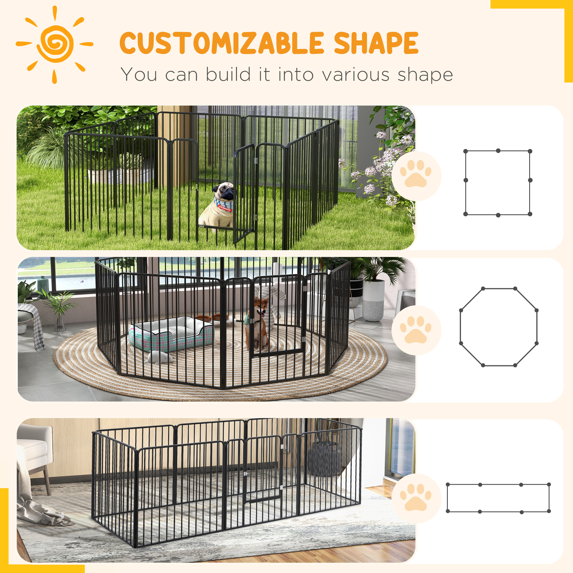 80cm 8 Panels Heavy Duty Dog Pen,Pet Playpen For Indoors,Outdoors,Small,Medium Dogs detail photo 1