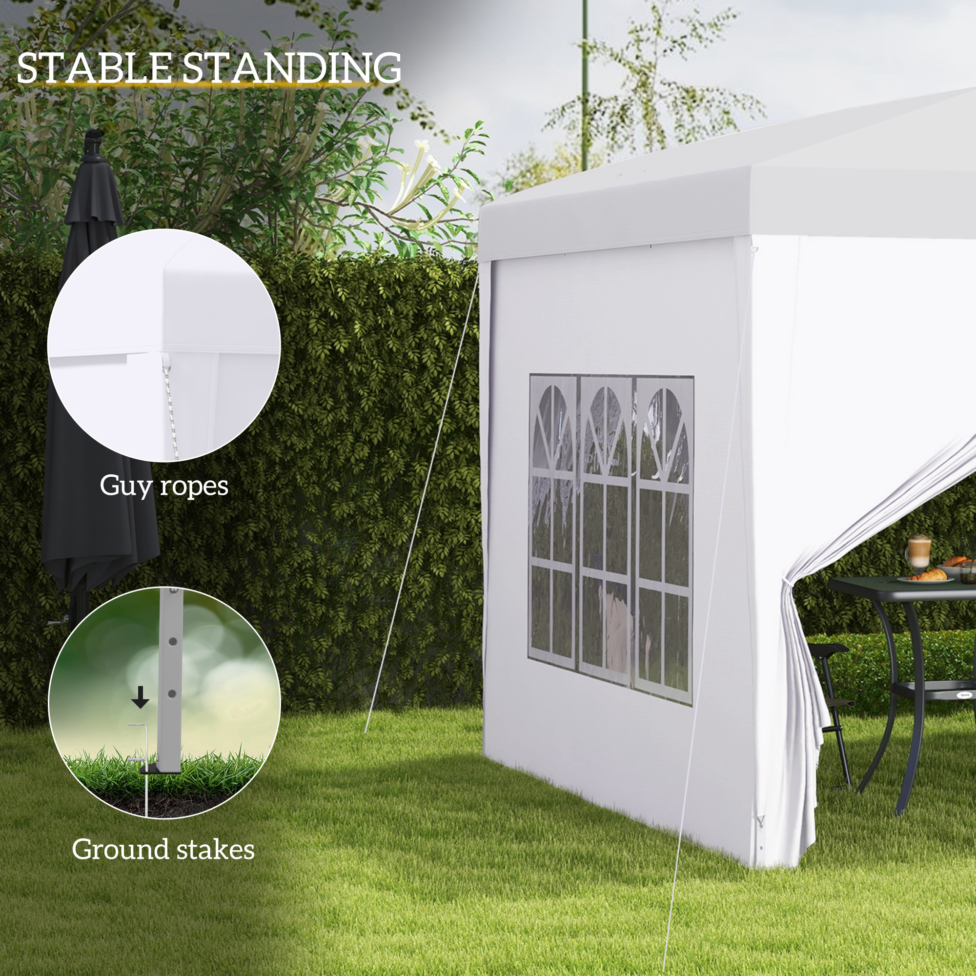 3x3(m) Pop-Up Gazebo,with Curtain Walls And Windows,White — image 4