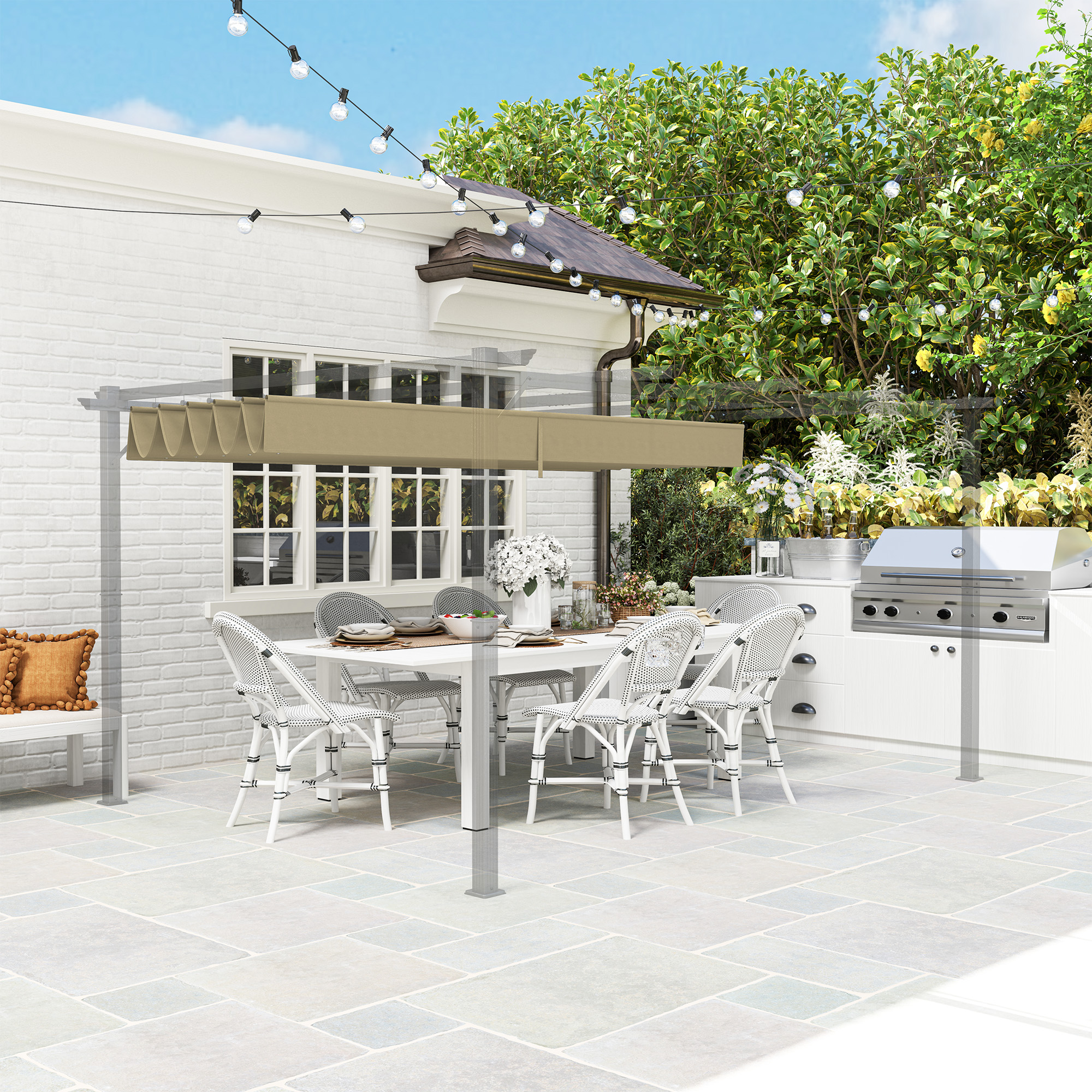 Retractable Pergola Cover,2.55 X 2.5 M Replacement Canopy Fabric For 3 X 3 M — image 4