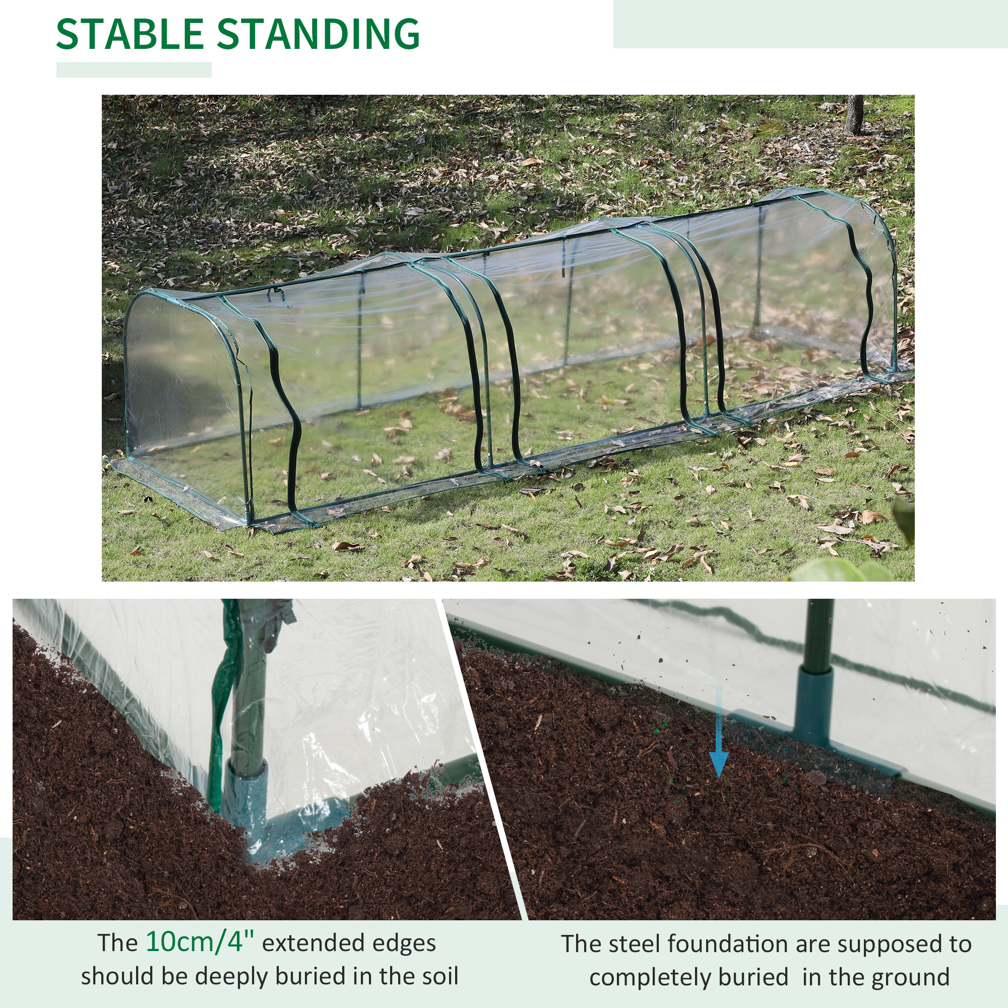 350 X 100 Cm Low Tunnel Greenhouse-Clear — image 5