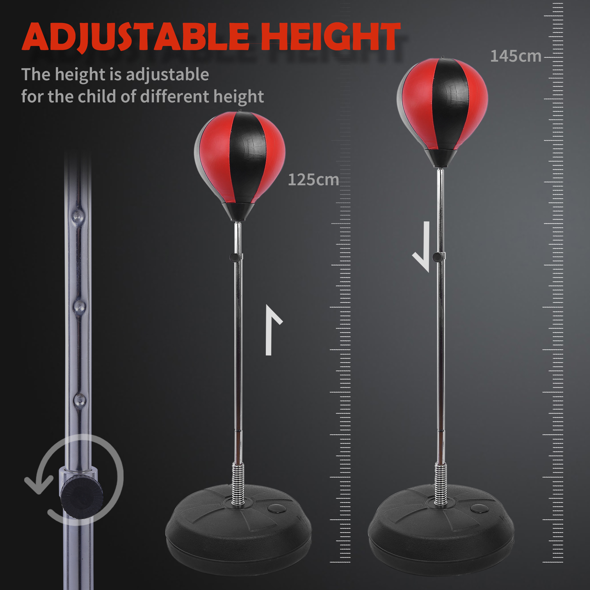 Punching Bag With Stand,126-144 Cm Height Adjustable Boxing Set Free Standing — image 5