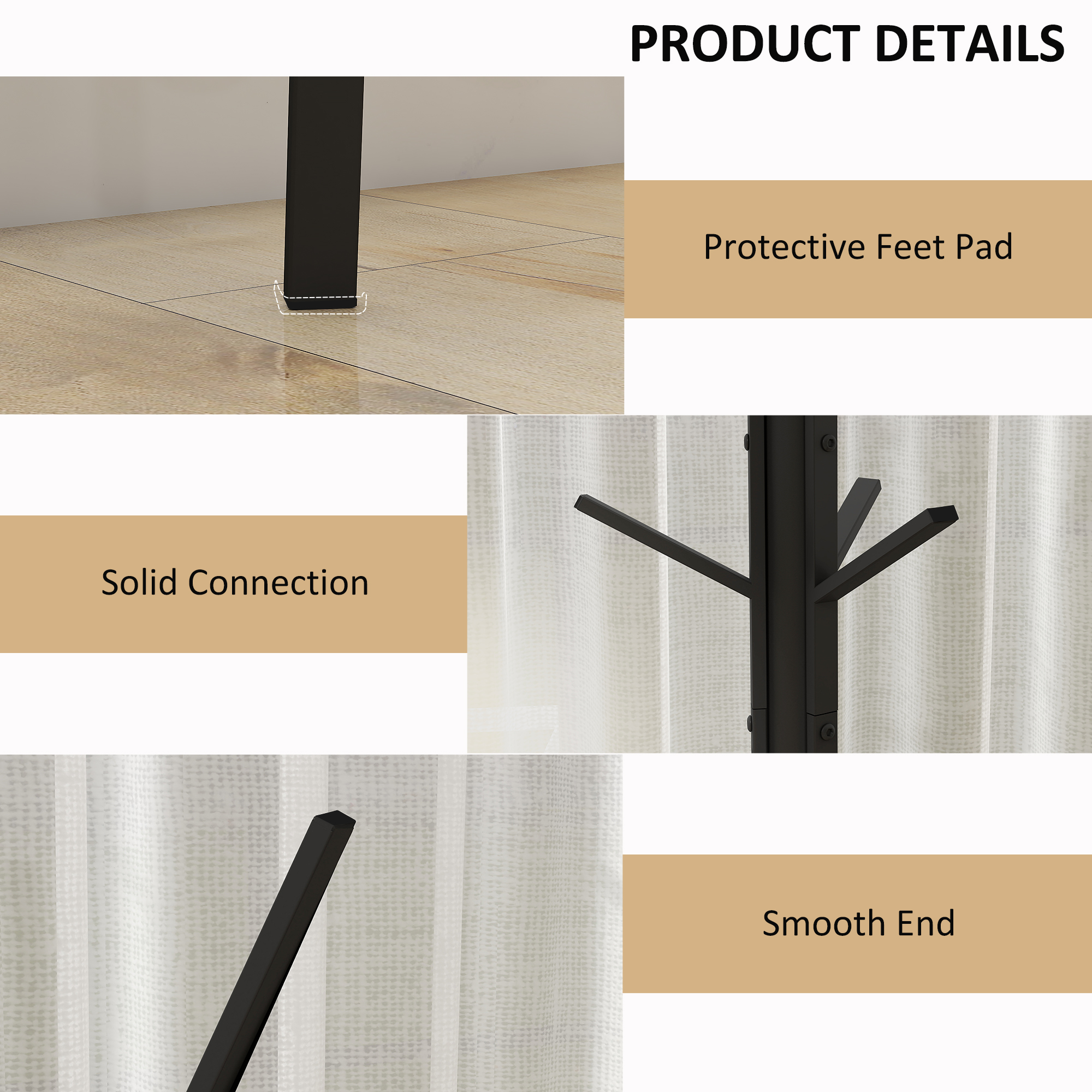 Freestanding Metal Coat Rack Stand 9 Hooks Clothes Tree With 1 Shelf Hat — image 5
