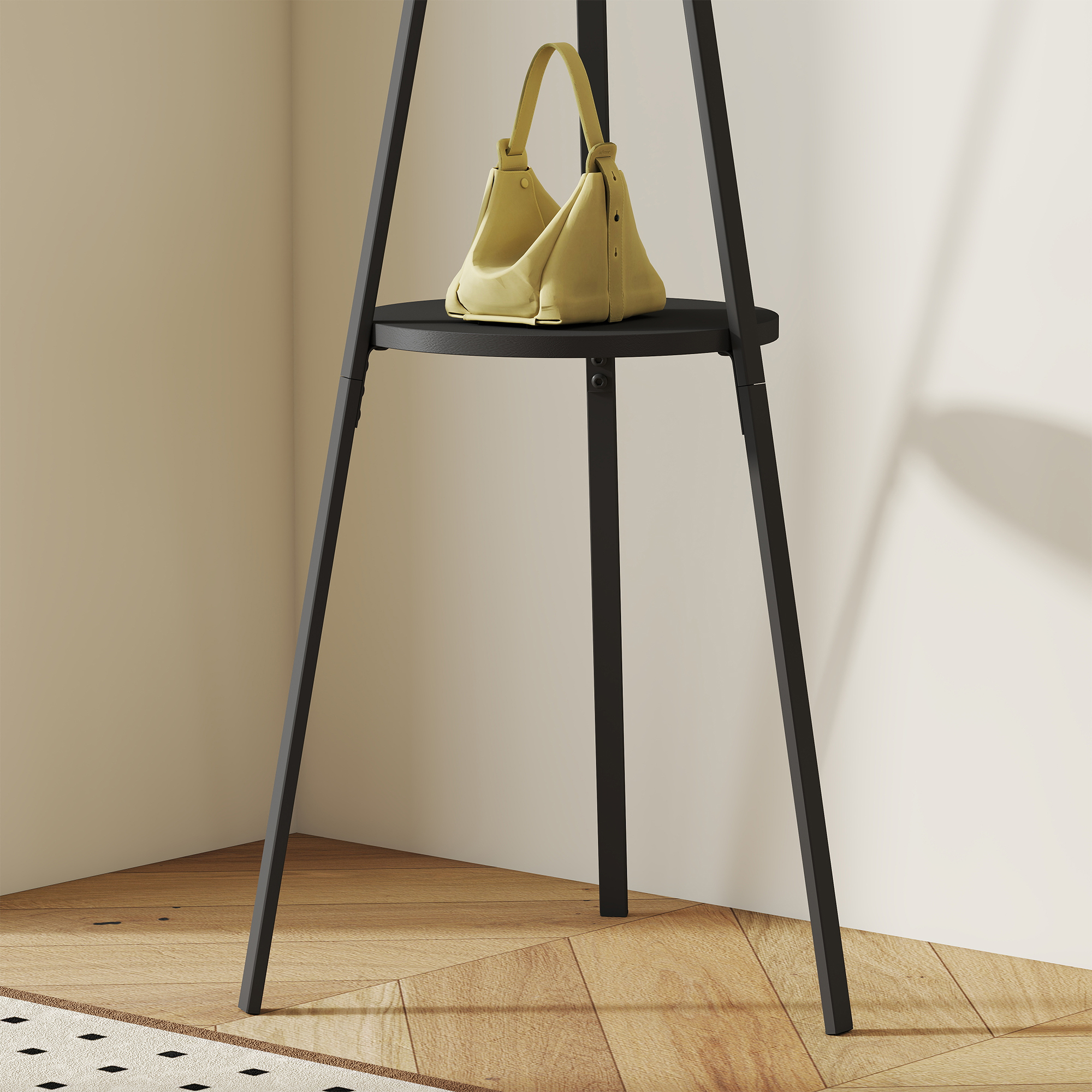 Freestanding Metal Coat Rack Stand 9 Hooks Clothes Tree With 1 Shelf Hat — image 2