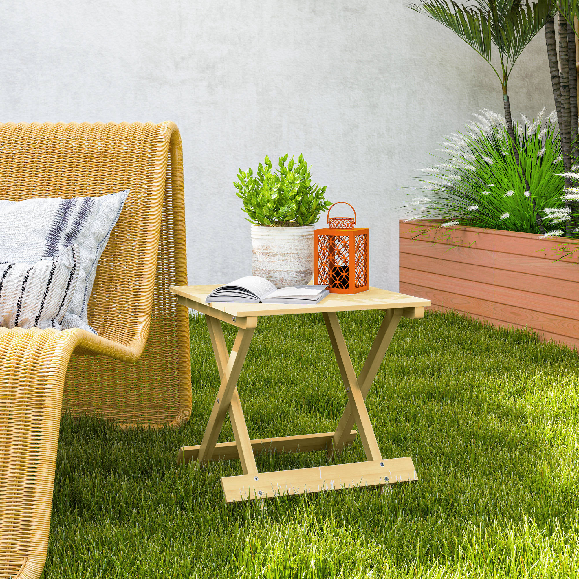 Wooden foldable outdoor coffee table