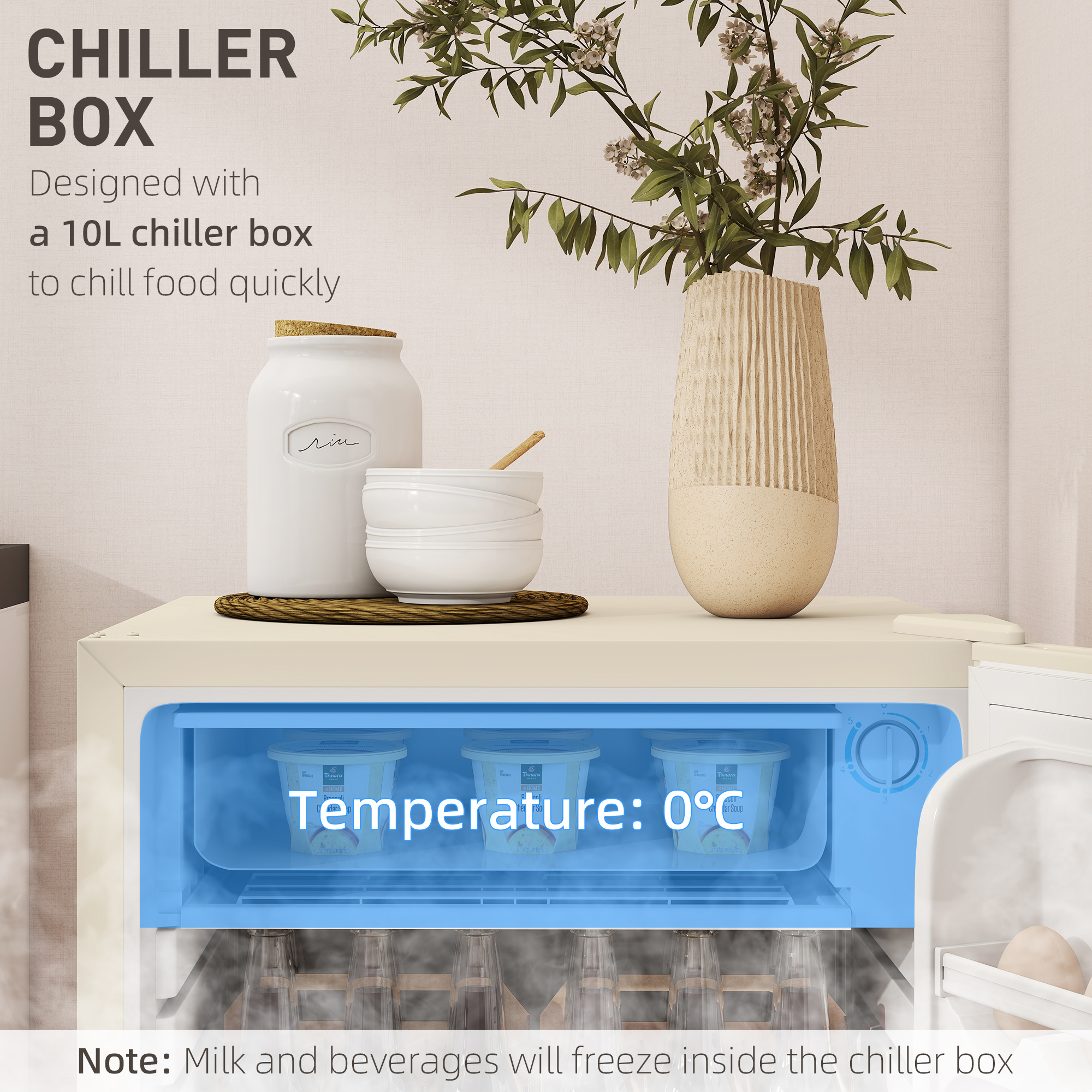 Under Counter Fridge,91L Small Fridge With Chiller Box,Removable — image 3