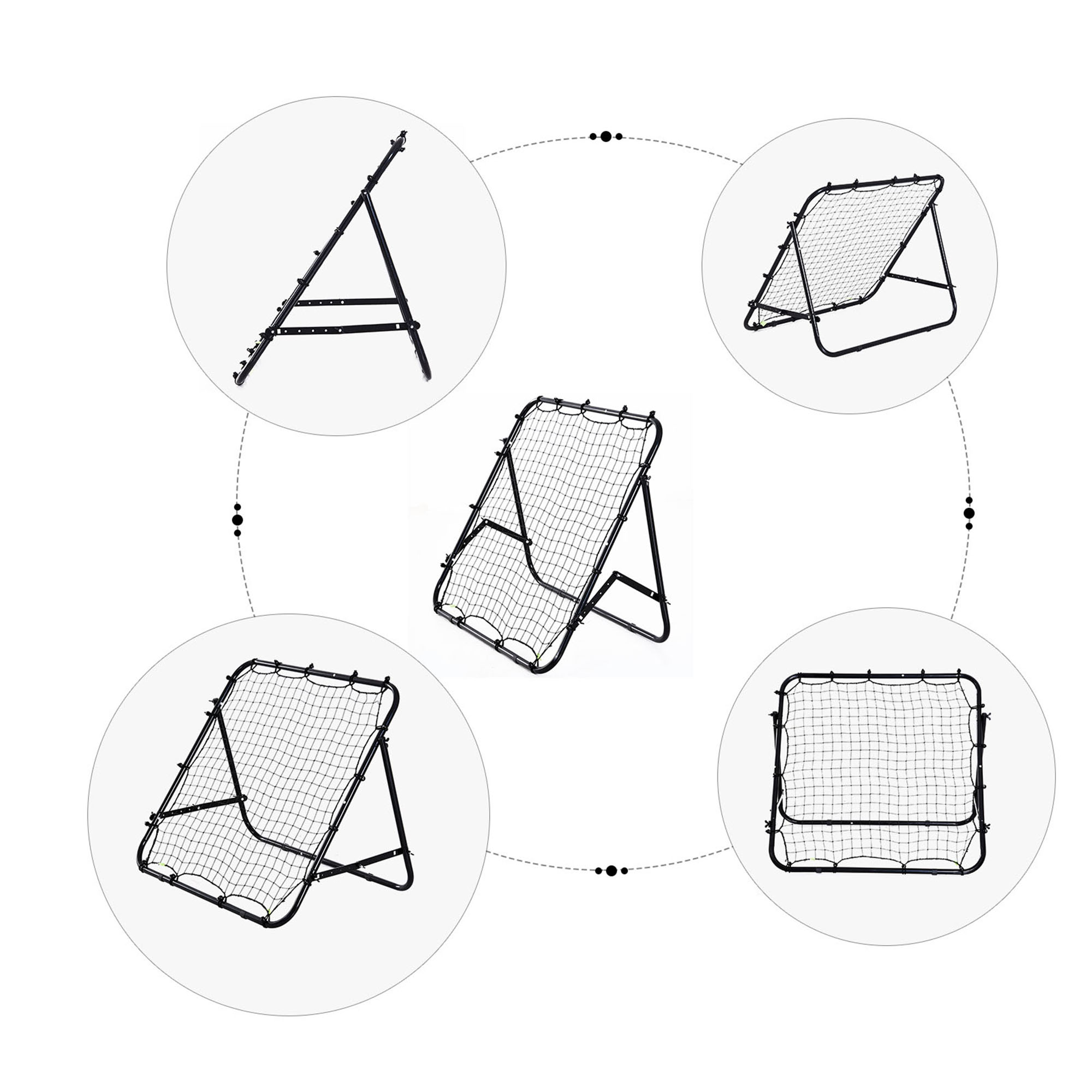 Adjustable Rebounder Net Kickback Target Goal For Teens Adults Training,Black — image 4