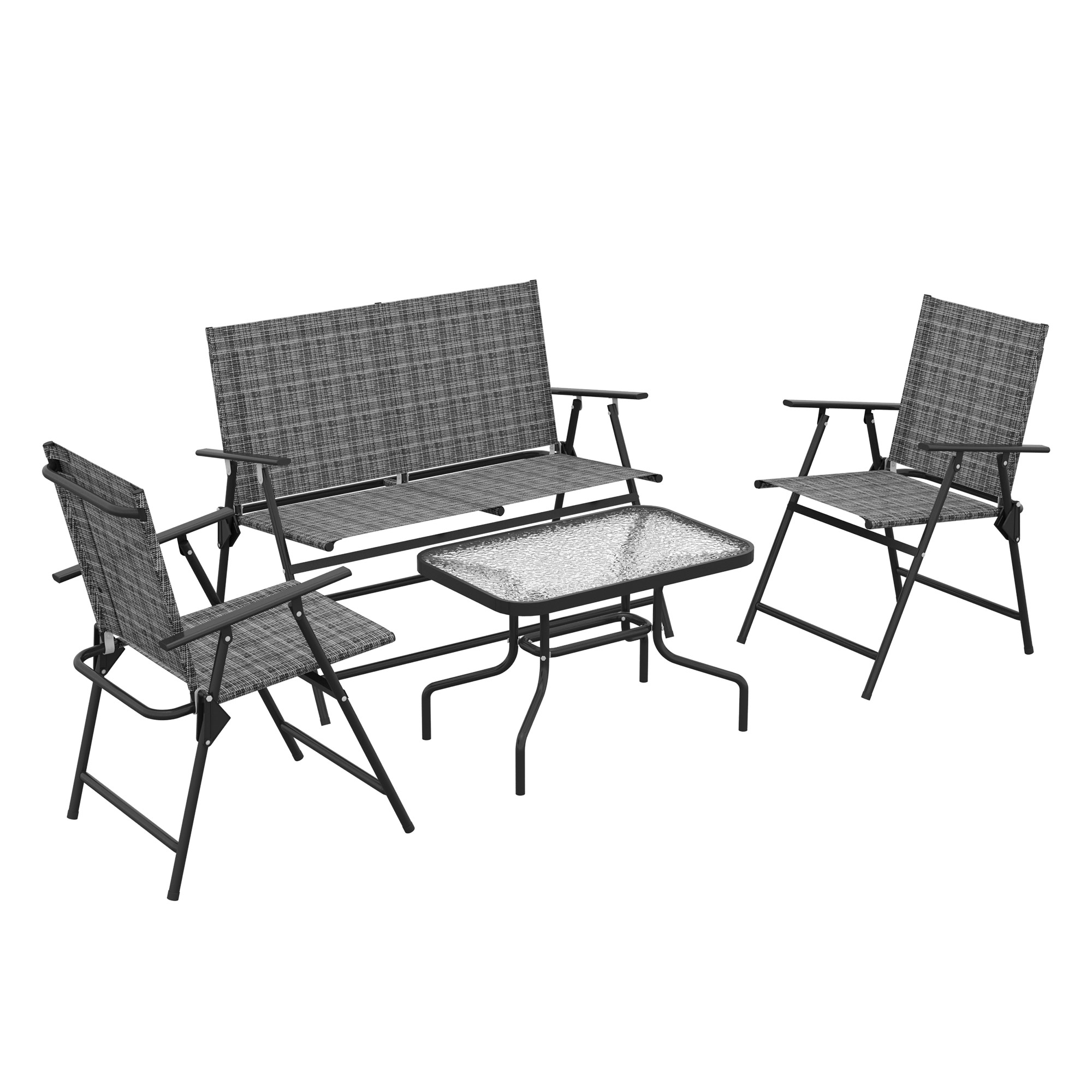 Four Piece Metal Garden Sofa Combination - Mixed Color Gray — image 7