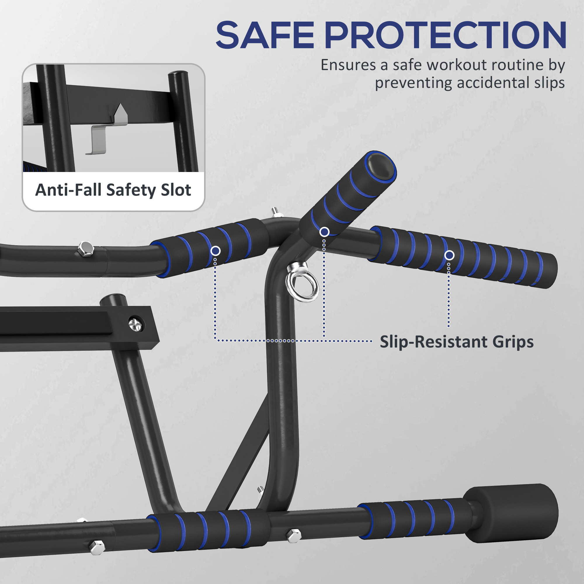 Multi-Grip Doorway Pull Up Bar With Non-Slip Grips,Chin Up Anti-Fall Slot — image 3