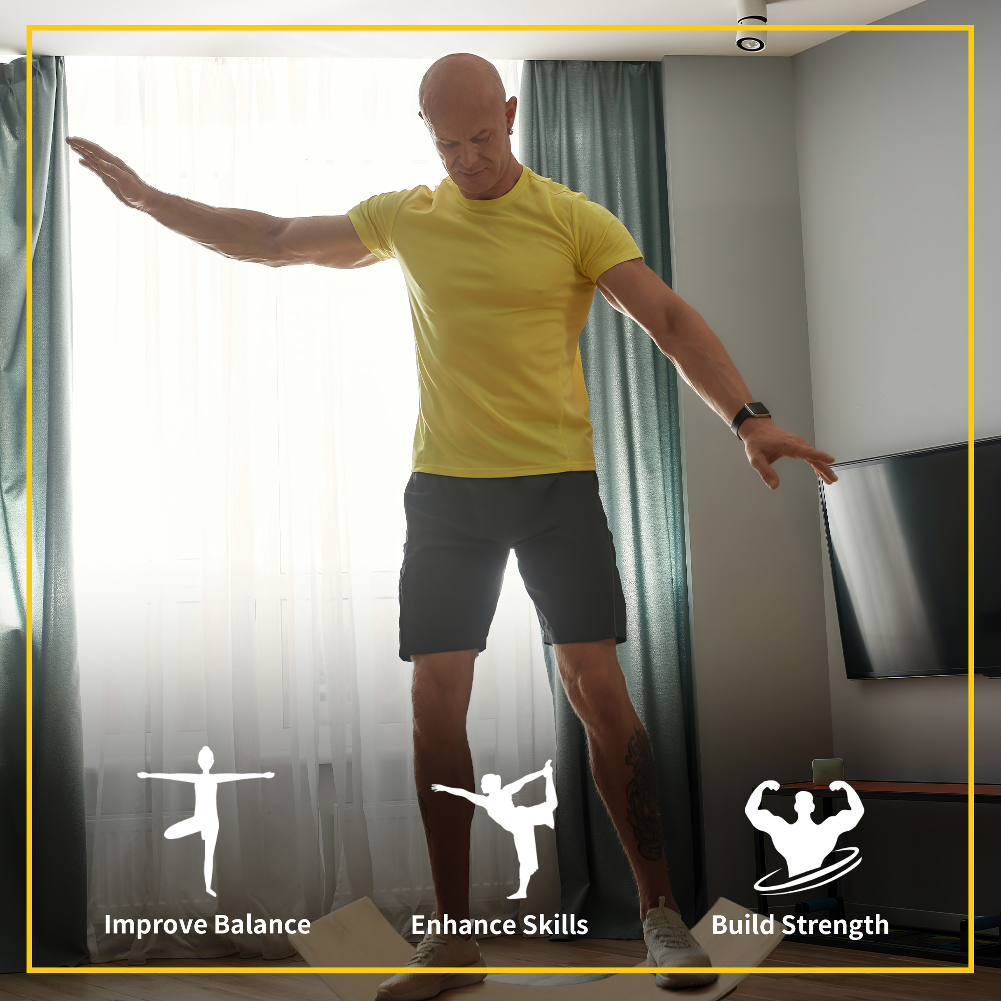 Wood wobble board with ropes,balance board for full body