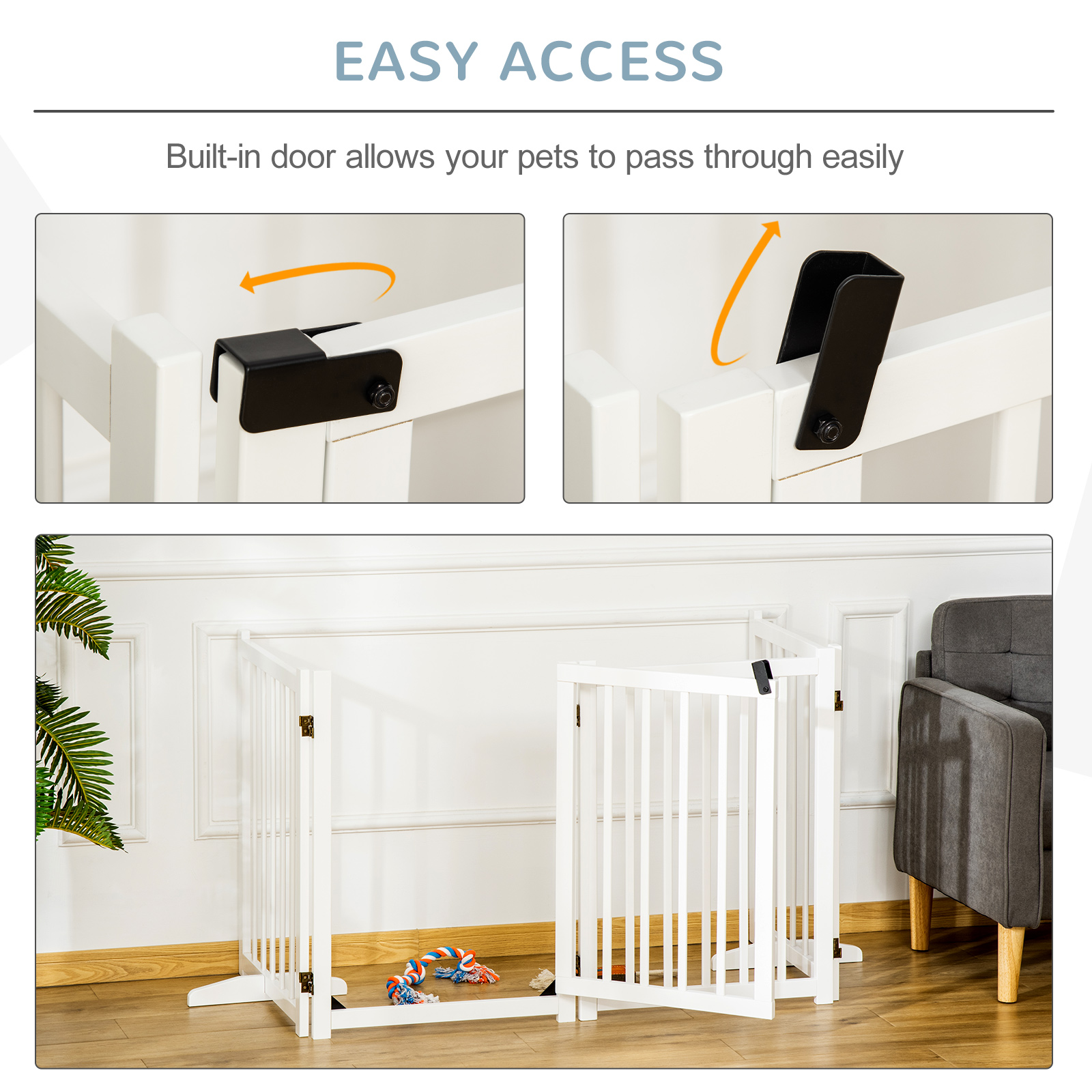 Wooden Dog Gate,Dog Fence Indoor,80 Cm Tall Freestanding Pet Gate For Small — image 3
