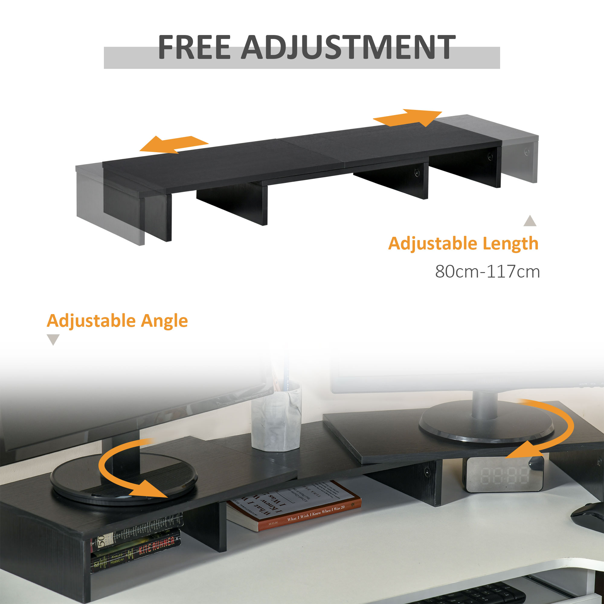 Dual Monitor Stand Riser With Adjustable Length And Angle,Screen
