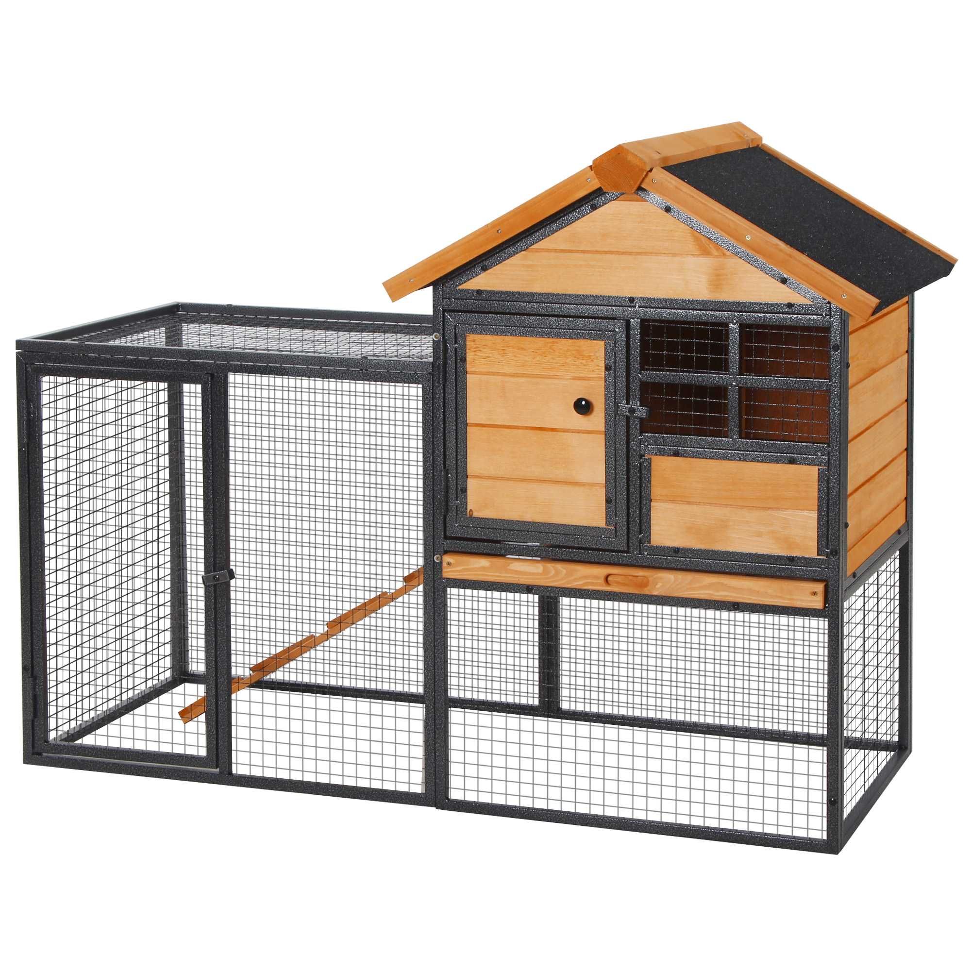 Rabbit Hutch Guinea Pig Hutch Wood-metal Elevated Guinea Pig House Pet Bunny Cage For Outdoor 122 X 63 X 92cm Light Yellow detail photo 11