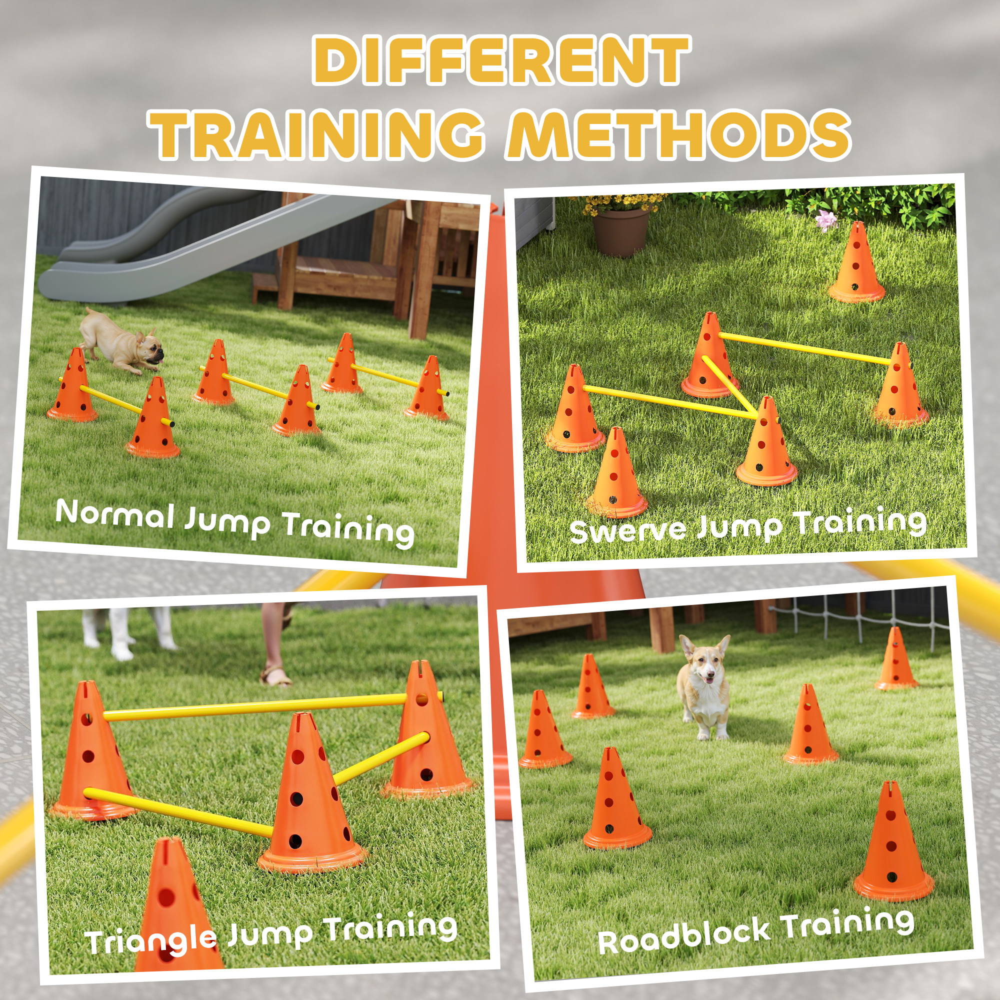 Dog Agility Equipment Set Of Six Cones,Six Poles With Carry Bag,Three-Piece — image 3
