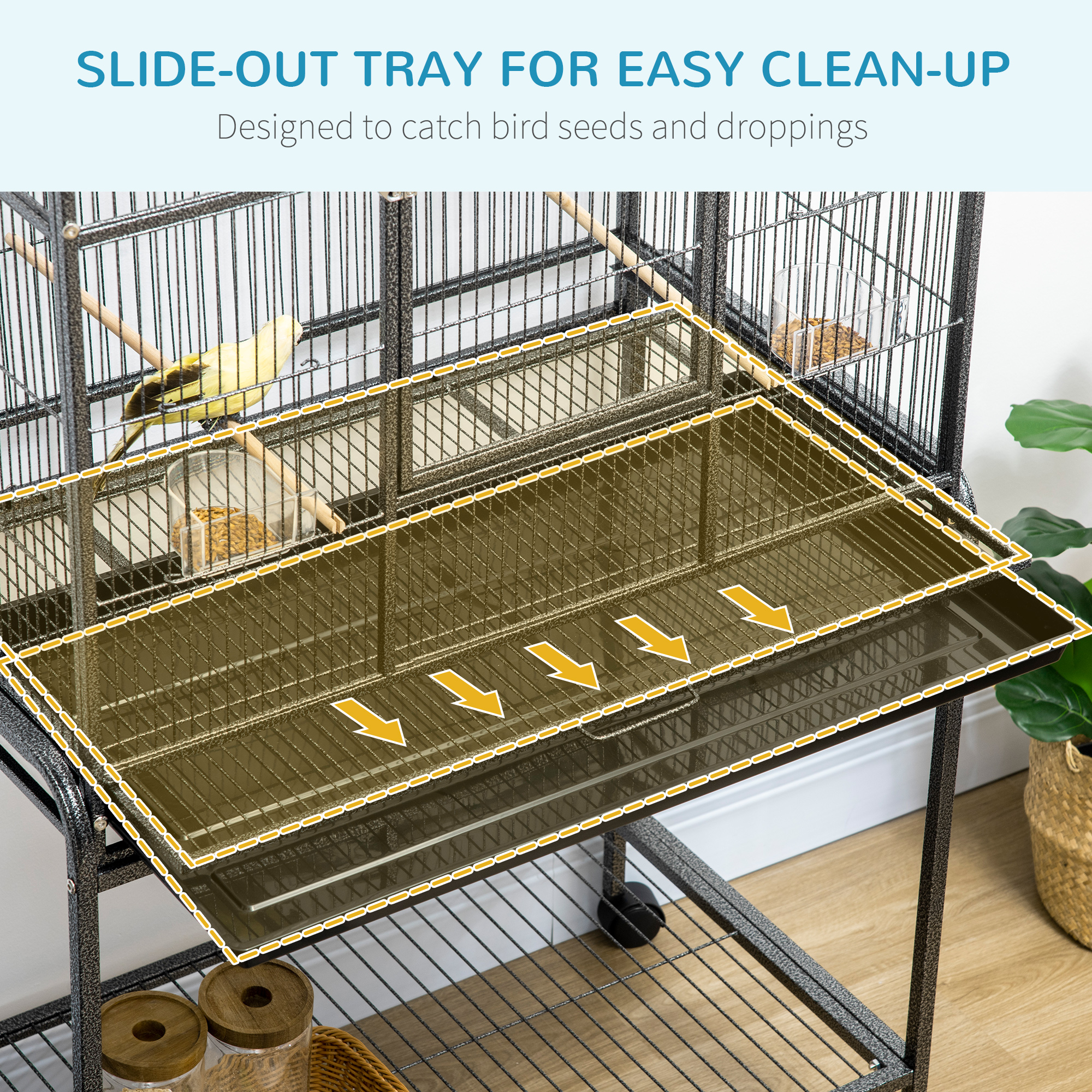 Large Bird Cage Budgie Cage With Stand,Storage Shelf,Wood Perch For Parrot Canary Parakeet Cockatiels,81 X 48 X 162.5 Cm detail photo 7