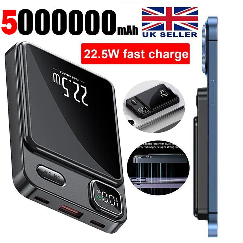 Magsafe Powerbank Tragbares Ladegerät Magnetisches Akkupack für IPhone Samsung UK