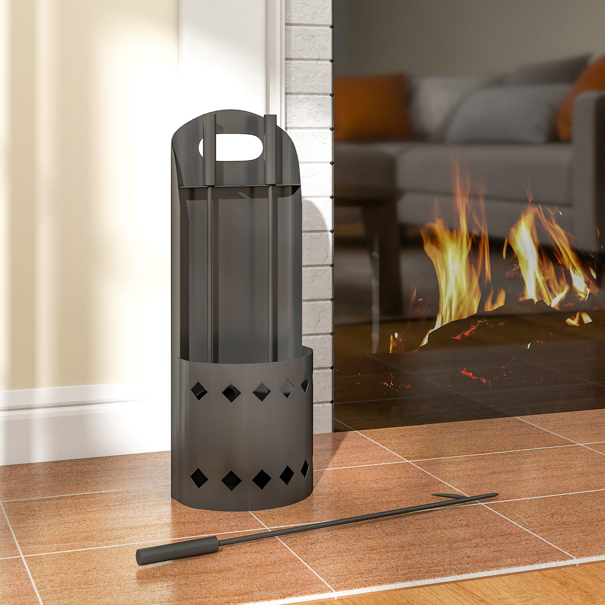 Outsunny 4 pieces fireplace companion set,metal fireplace