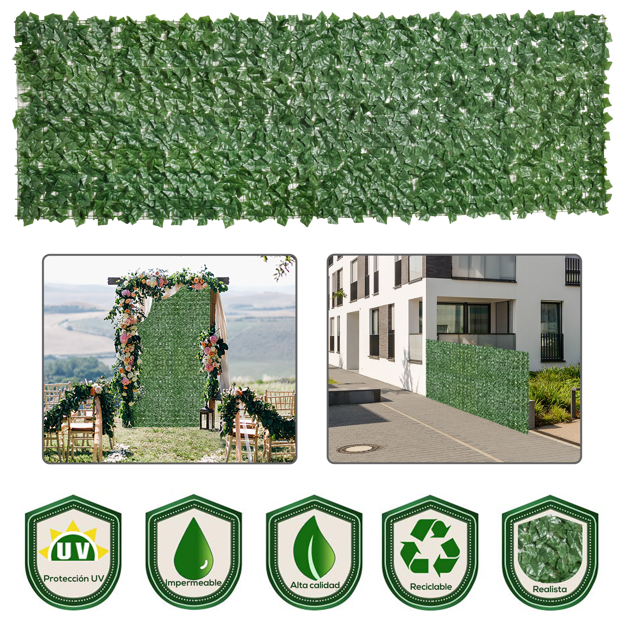 Set Of Two 300 Cm Artificial Leaf Hedges — image 3