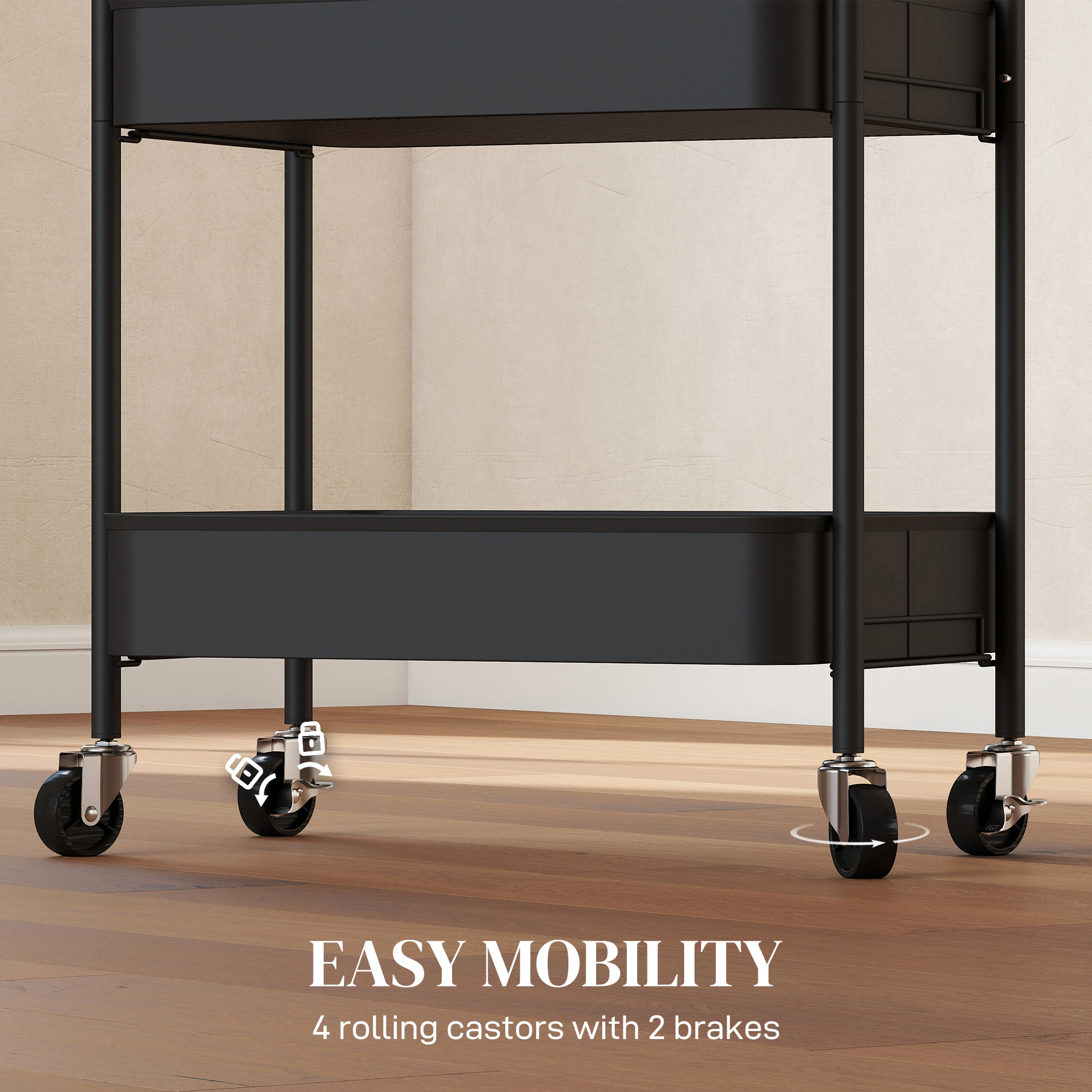 Three-Tier Steel Storage Trolley-Black — image 3