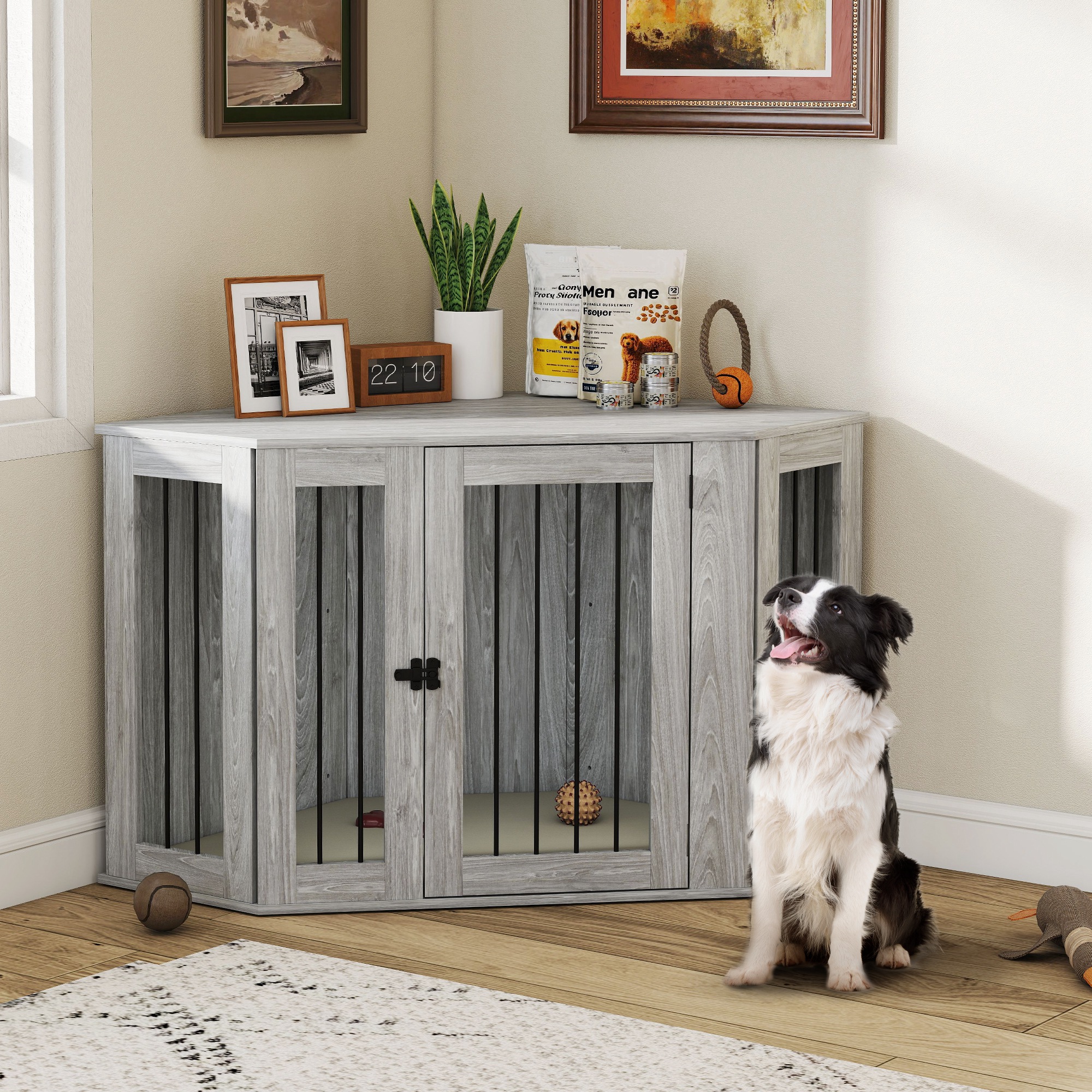 Dog Cage Furniture Side Table With Soft Cushion, 122 X 61 X 71 Cm detail photo 12