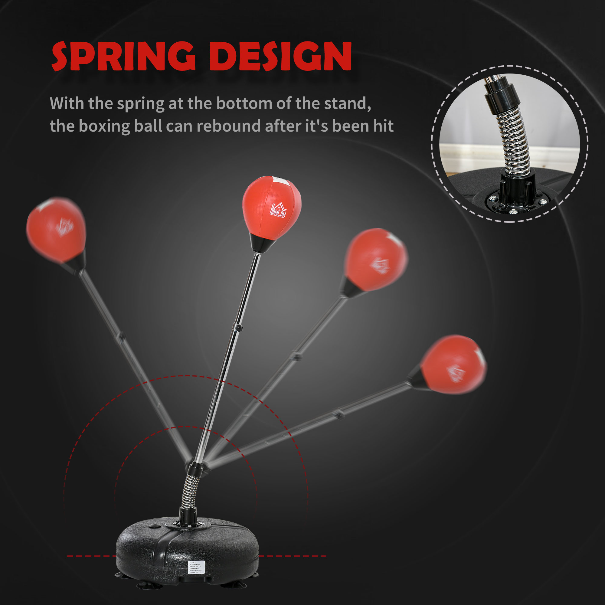 Punching Bag With Stand,133-151cm Adjustable Height,for Teens,Red/Black — image 3