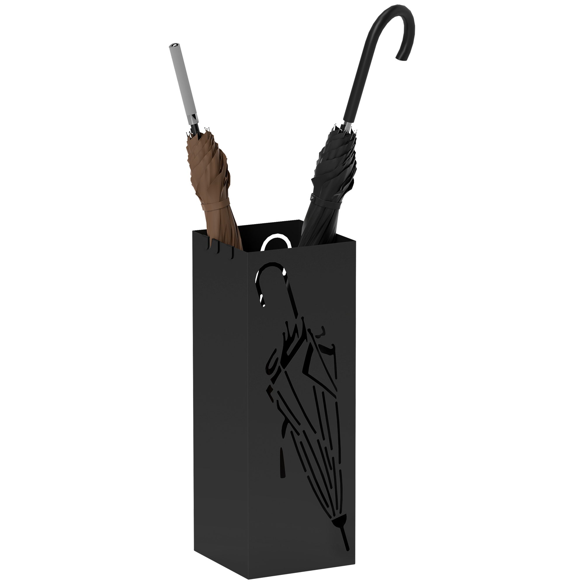 Metal Umbrella Stand,Square Holder With 4 Hooks And Removable Drip — image 4