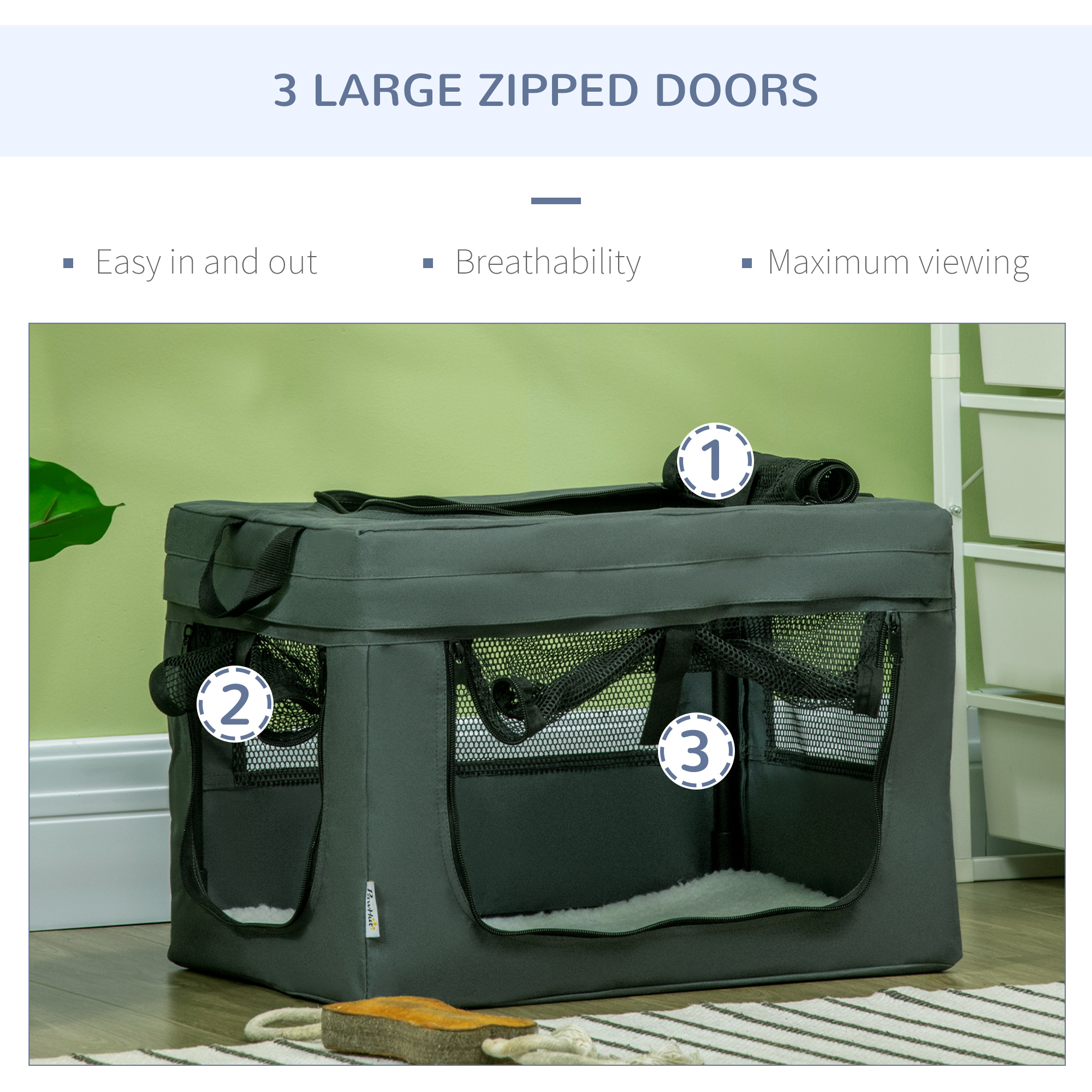 48.5cm Pet Carrier,with Cushion,for Miniature Dogs-Grey — image 4