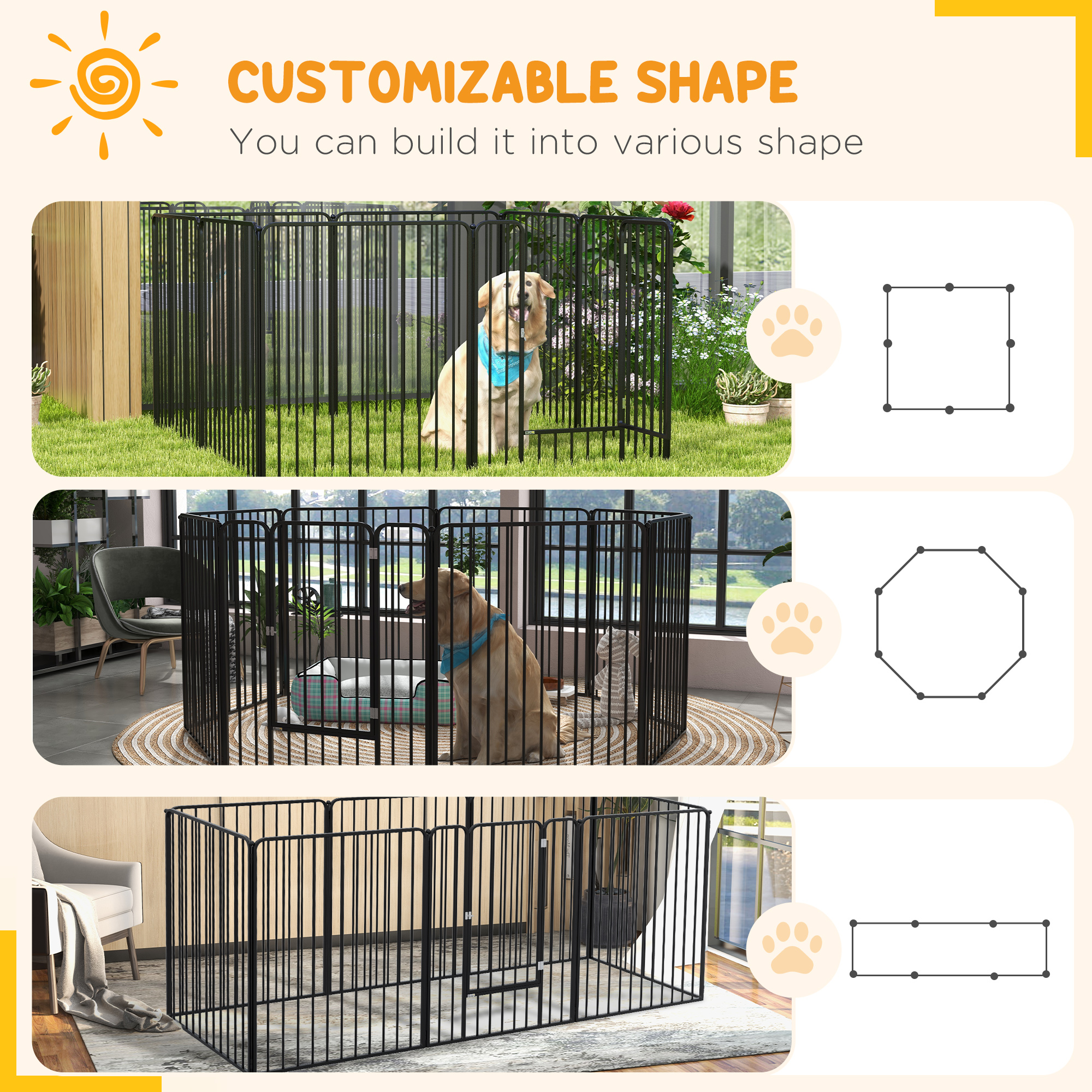 100cm 8 Panels Heavy Duty Dog Pen,Pet Playpen — image 5