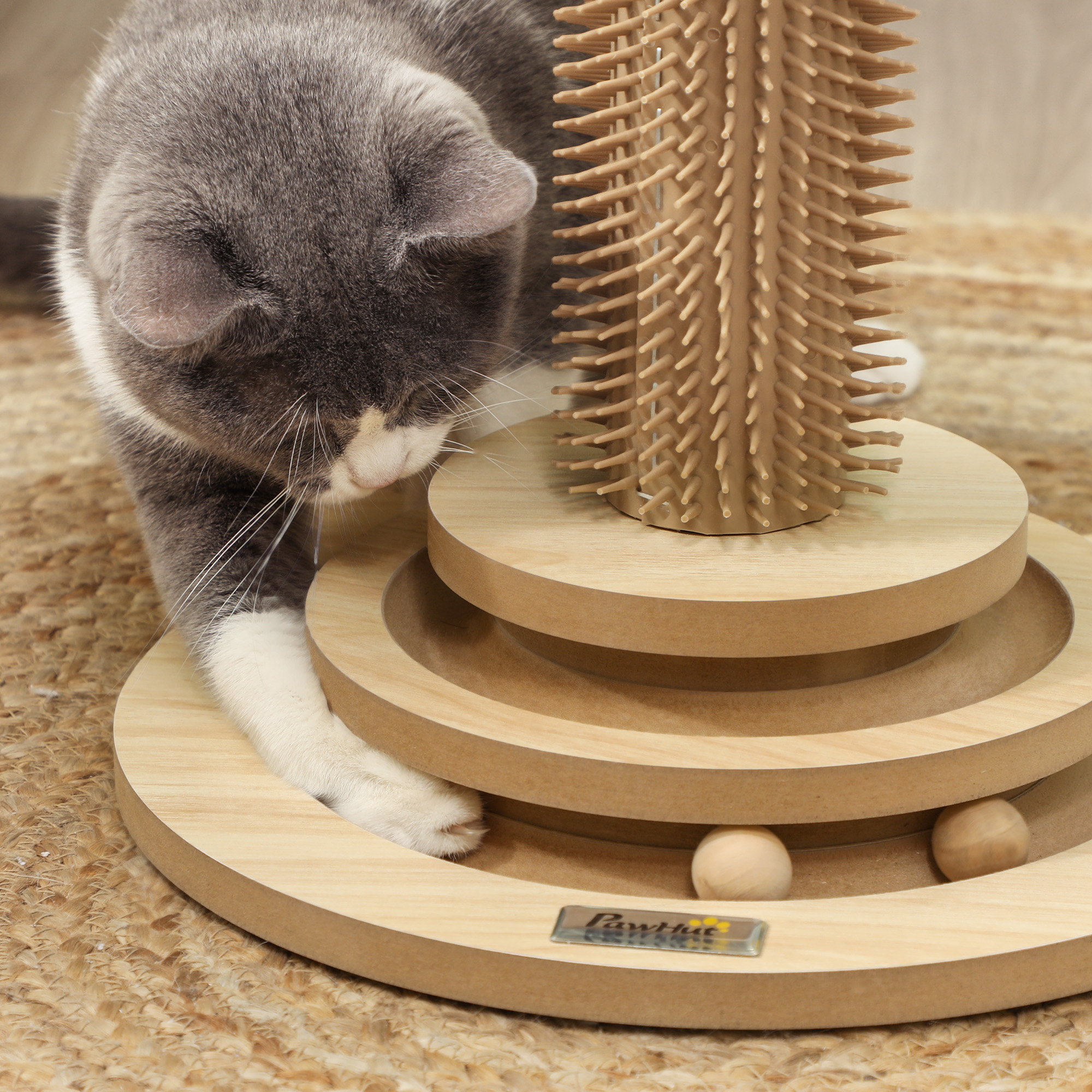 49cm 5 In 1 Cat Scratching Post With Sisal Post,Track Ball,Self Grooming