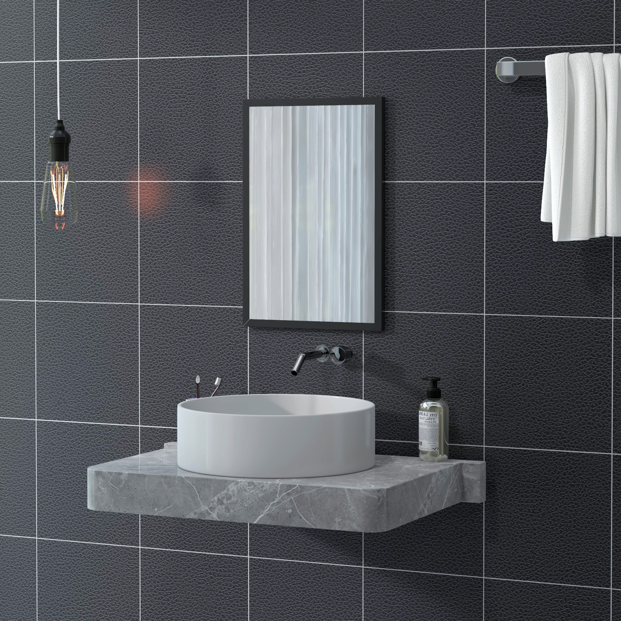 Wall Bathroom Mirror,60 X 40 Cm Wall-Mounted Mirror For Living — image 2