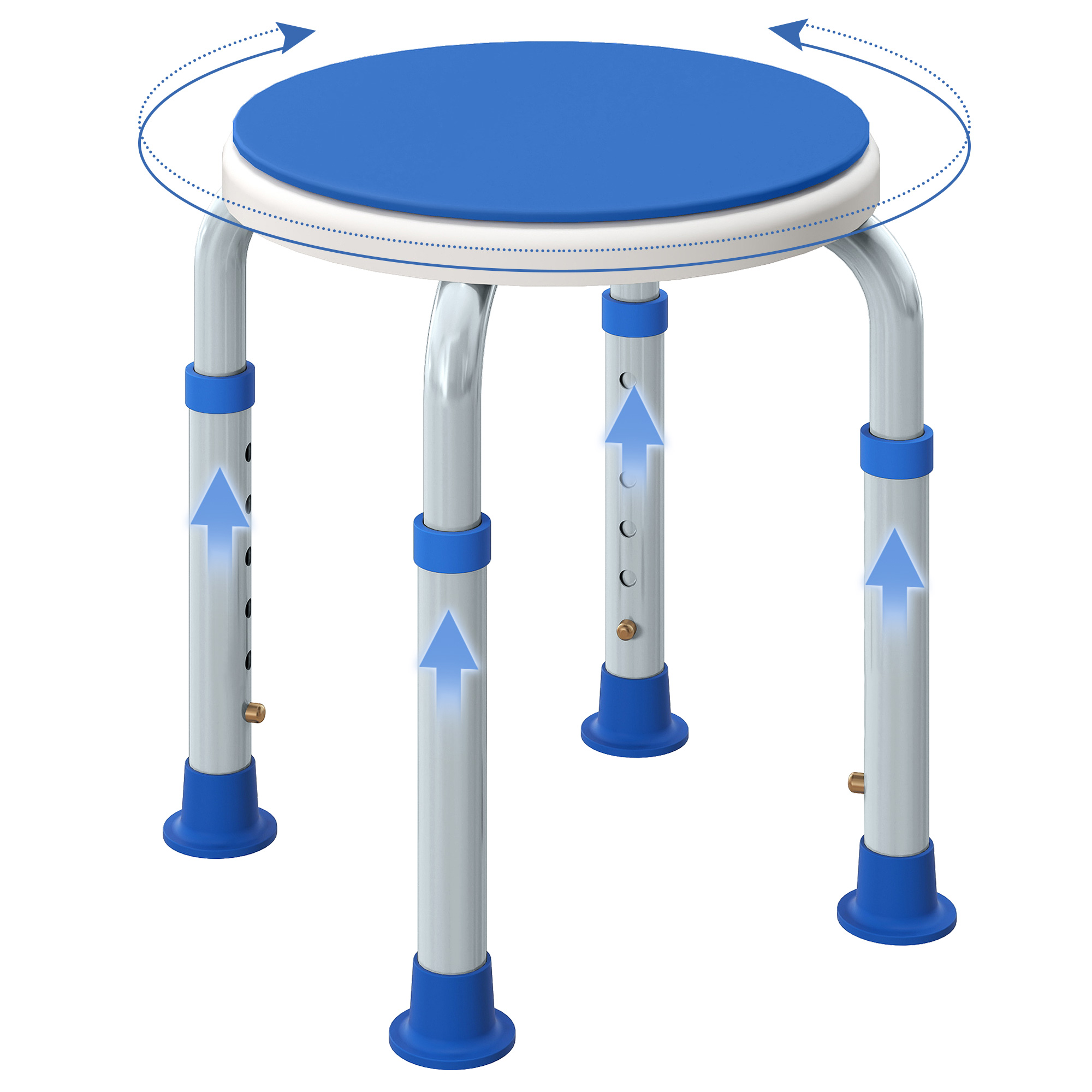 360° Swivel Shower Chair,Height Adjustable Aluminium Stool With Non-Slip Feet