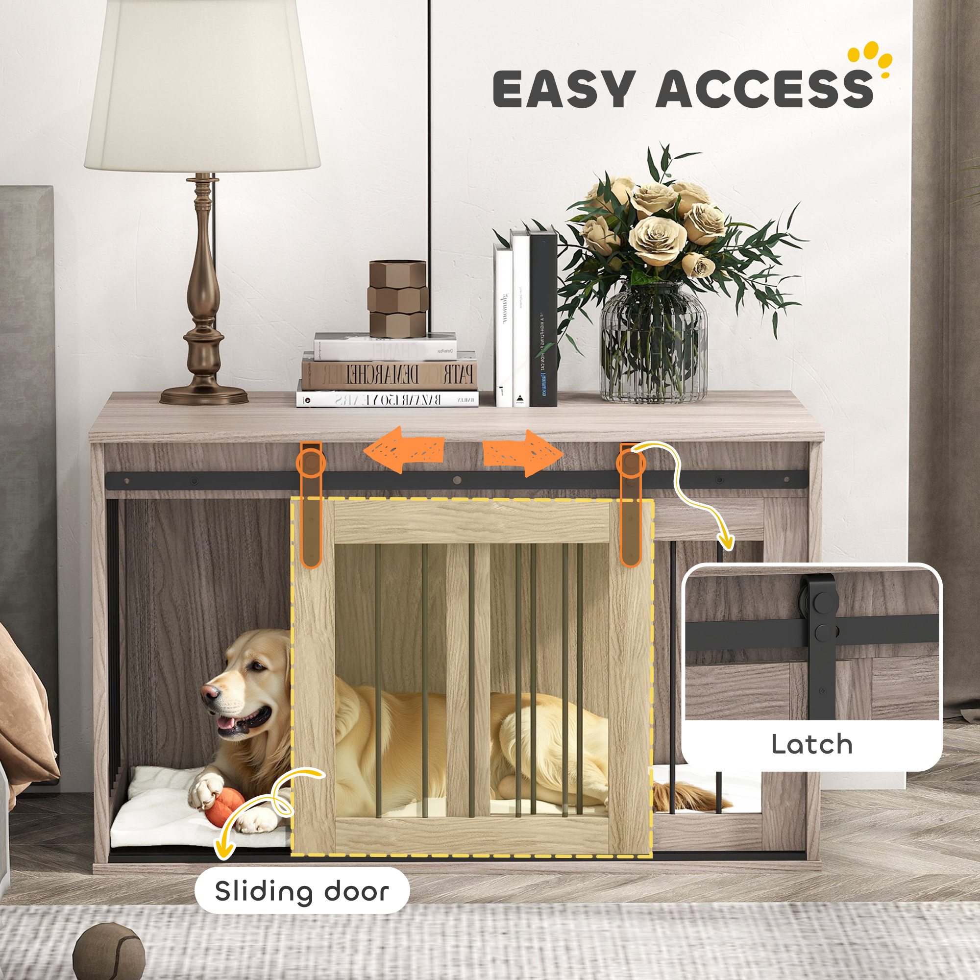 118cm Extra Large Dog - Walnut Brown-Dog Cage Furniture With Detachable Cushion, Suitable For Oversized Dogs detail photo 17