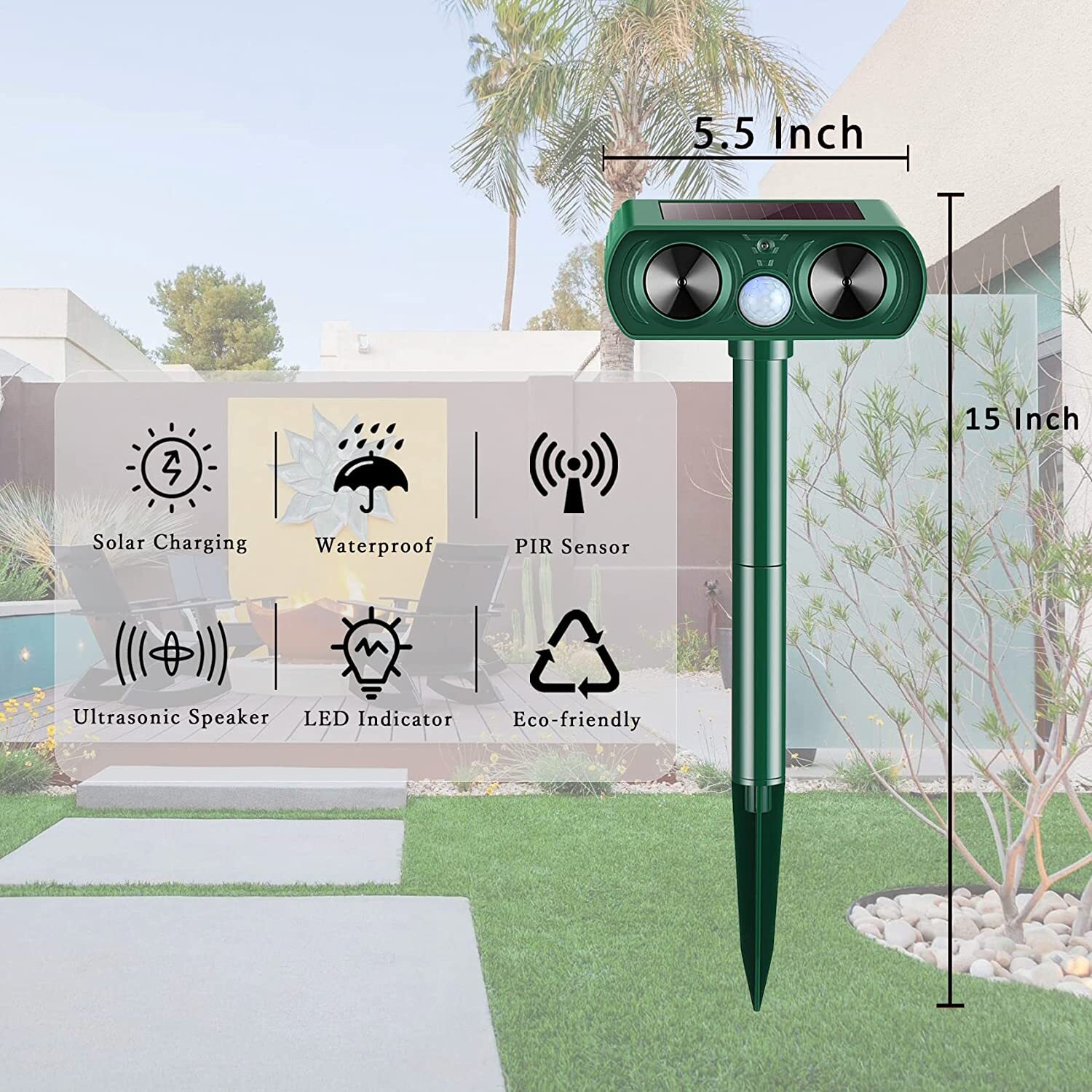 Ultrasonic Solar Cat Dog Repeller Fox Pest Deterrent Garden UK — image 5