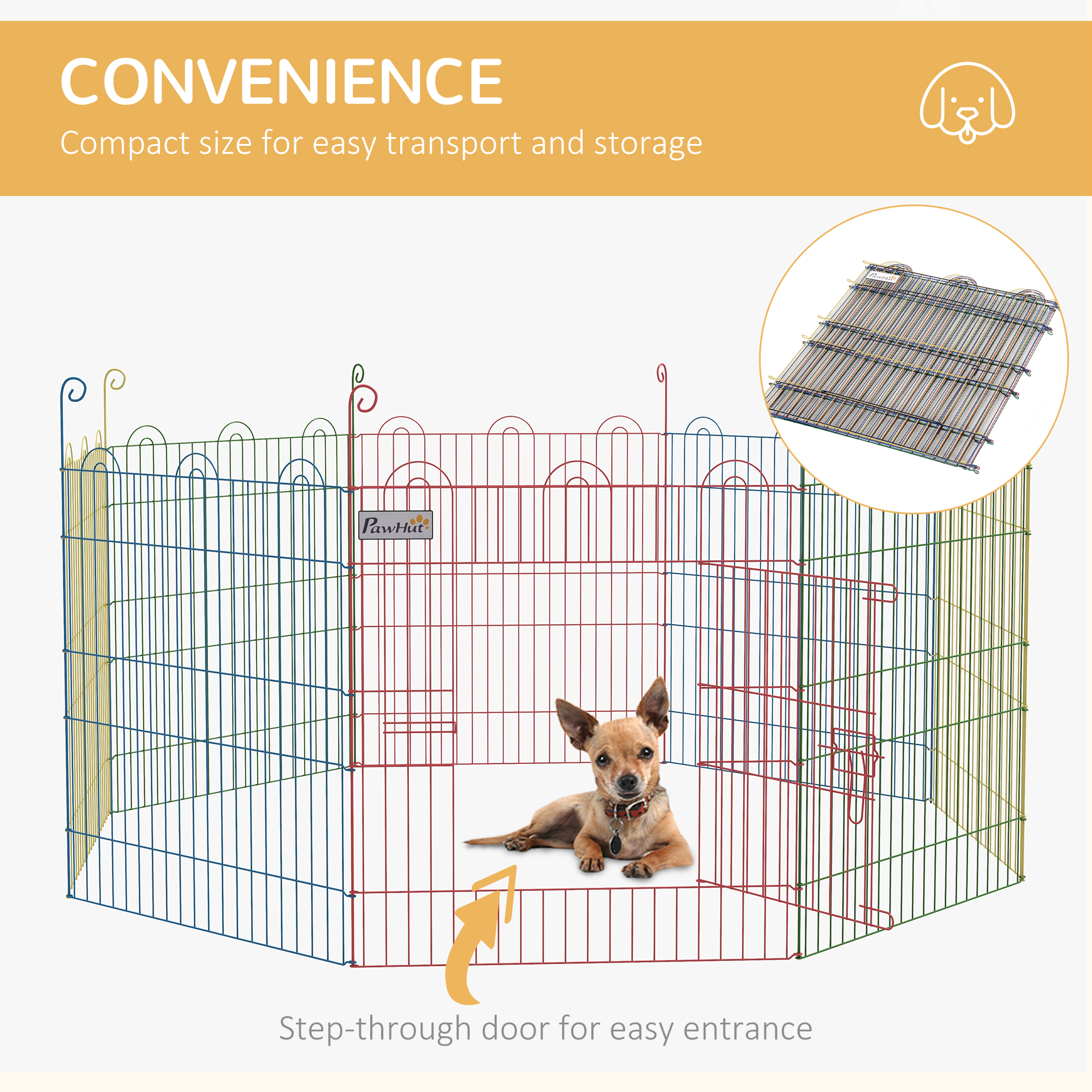 Pet Playpen Crate,with Eight Panels,Door,for Indoors And Outdoors,60H X Î¦156cm — image 4