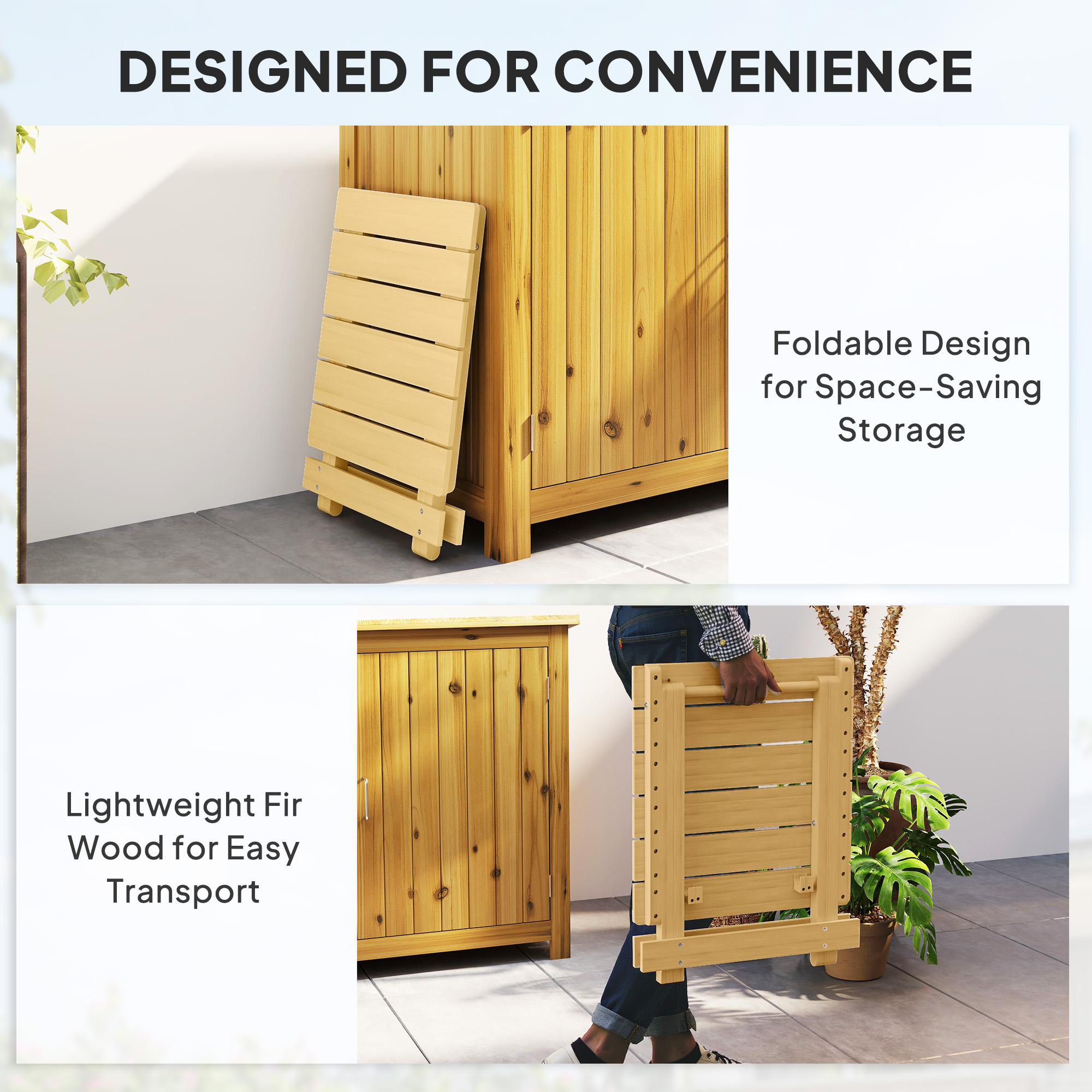 Wooden foldable outdoor coffee table