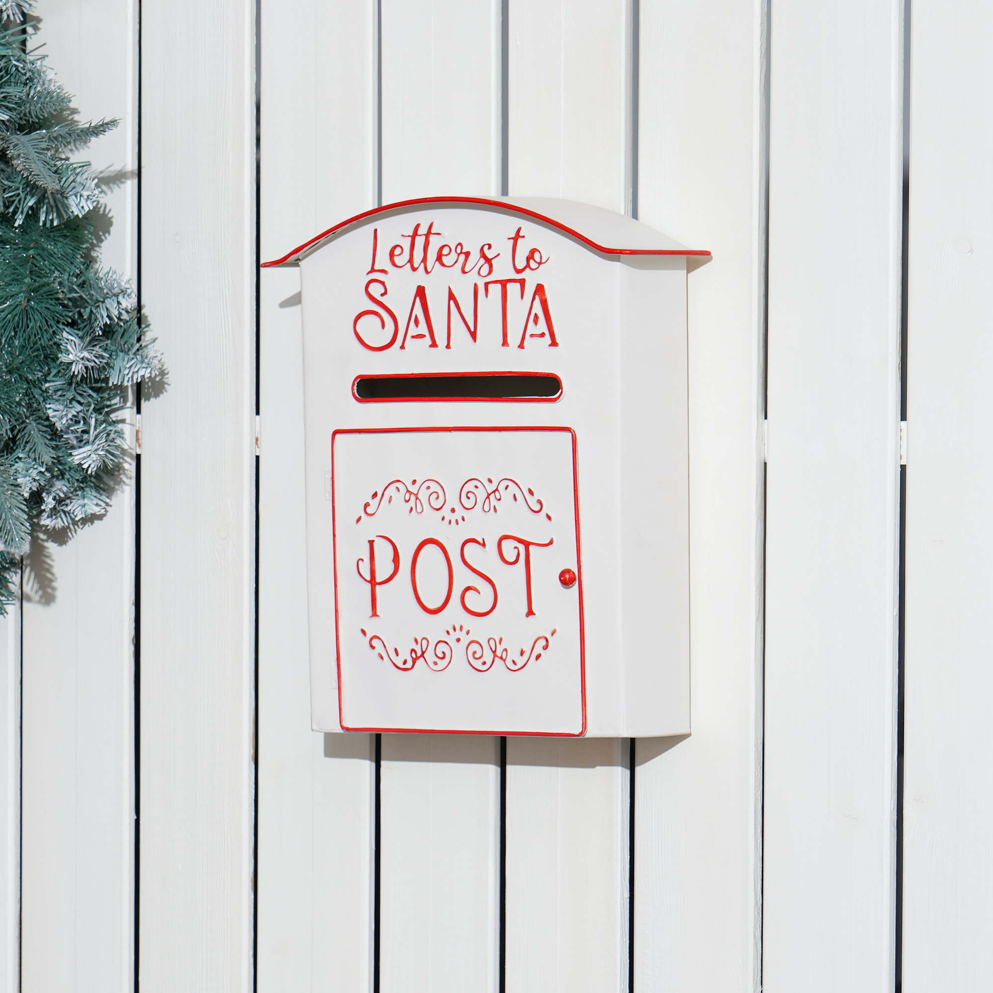 A5 christmas letter postbox-white/red