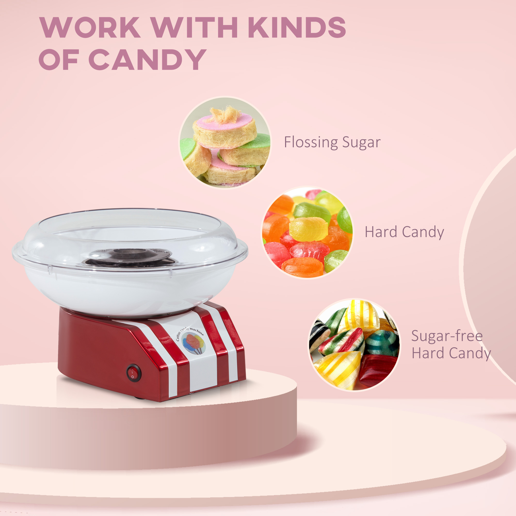 Candy Floss Machine For Kids & Adults,550W Retro Cotton Maker Sugar Or Candies — image 5