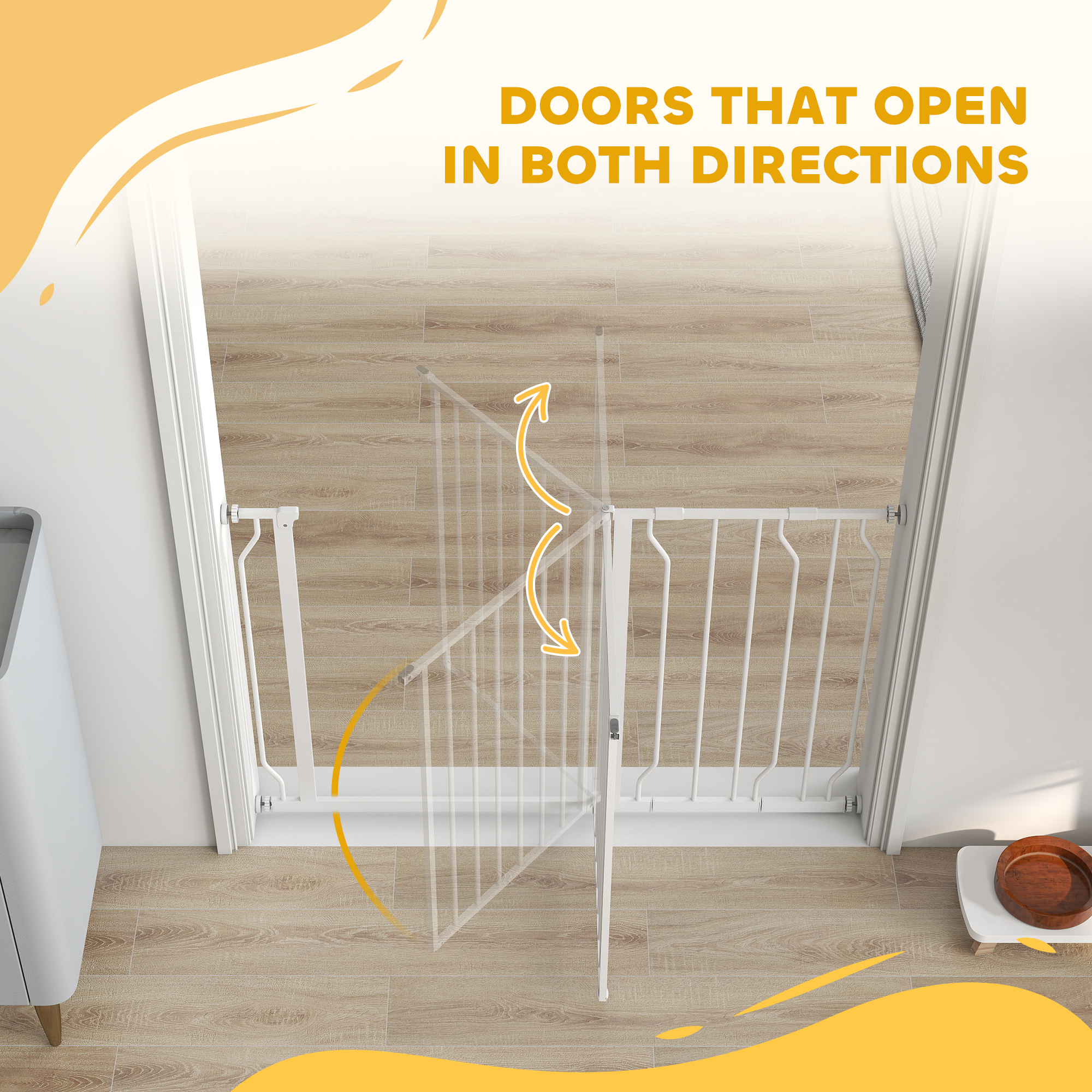 Wide Dog Safety Gate,with Door Pressure,for Doorways,Hallways,Staircases-White — image 4