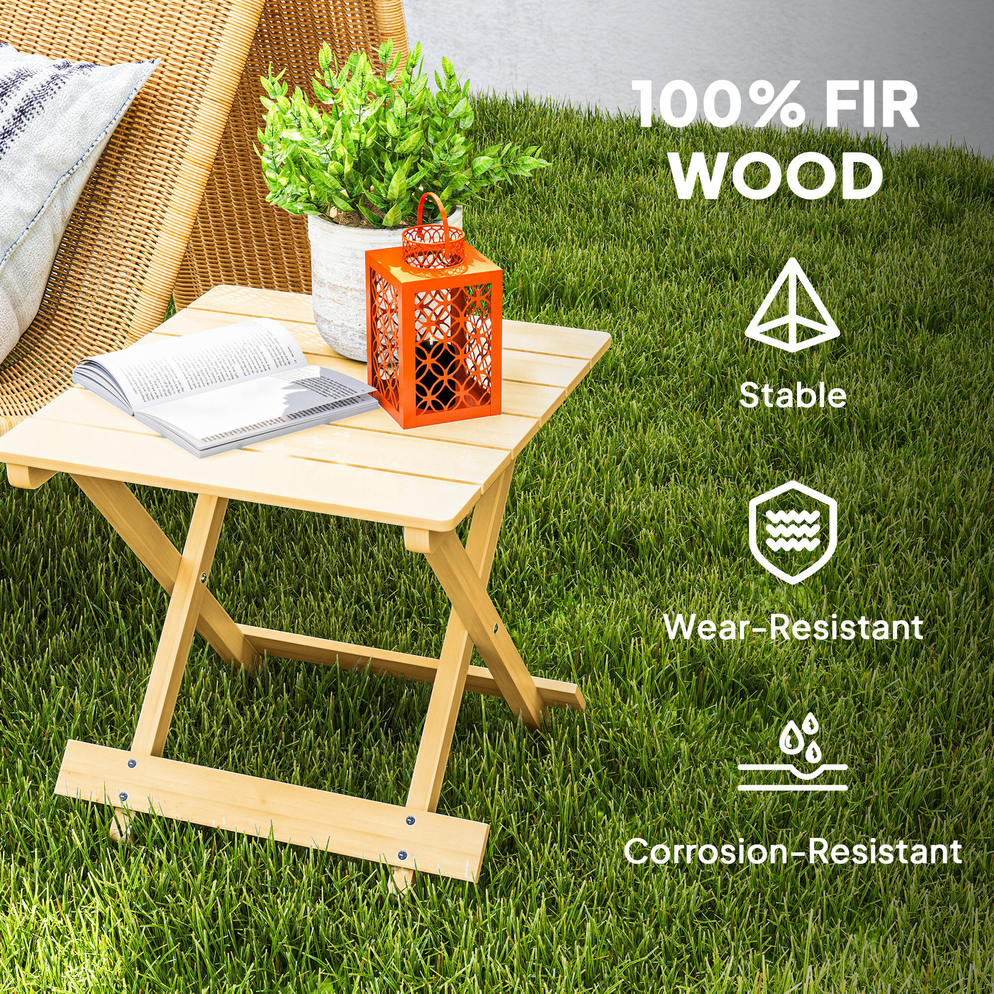 Wooden foldable outdoor coffee table