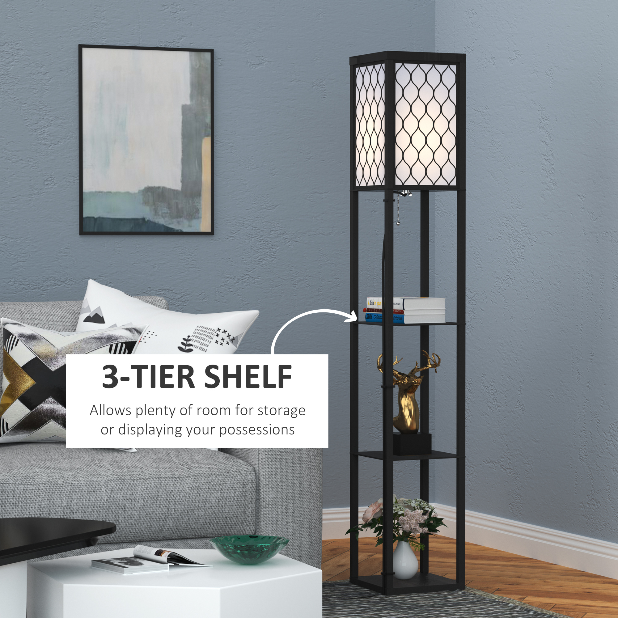 Three-Shelf Standing Lamp-Black — image 4