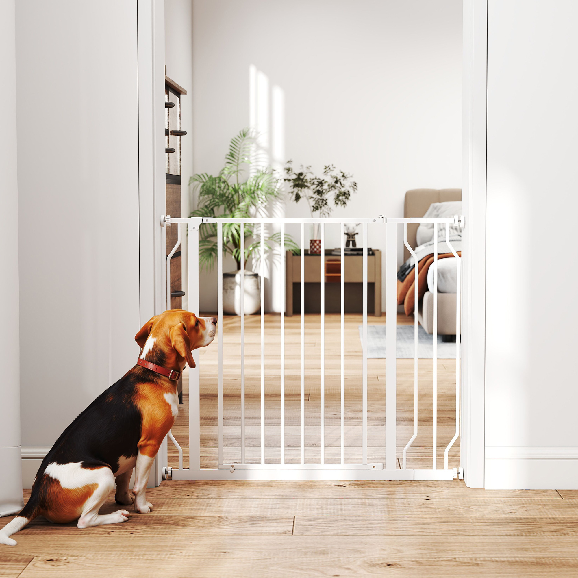 Wide Dog Safety Gate,with Door Pressure,for Doorways,Hallways,Staircases-White — image 3