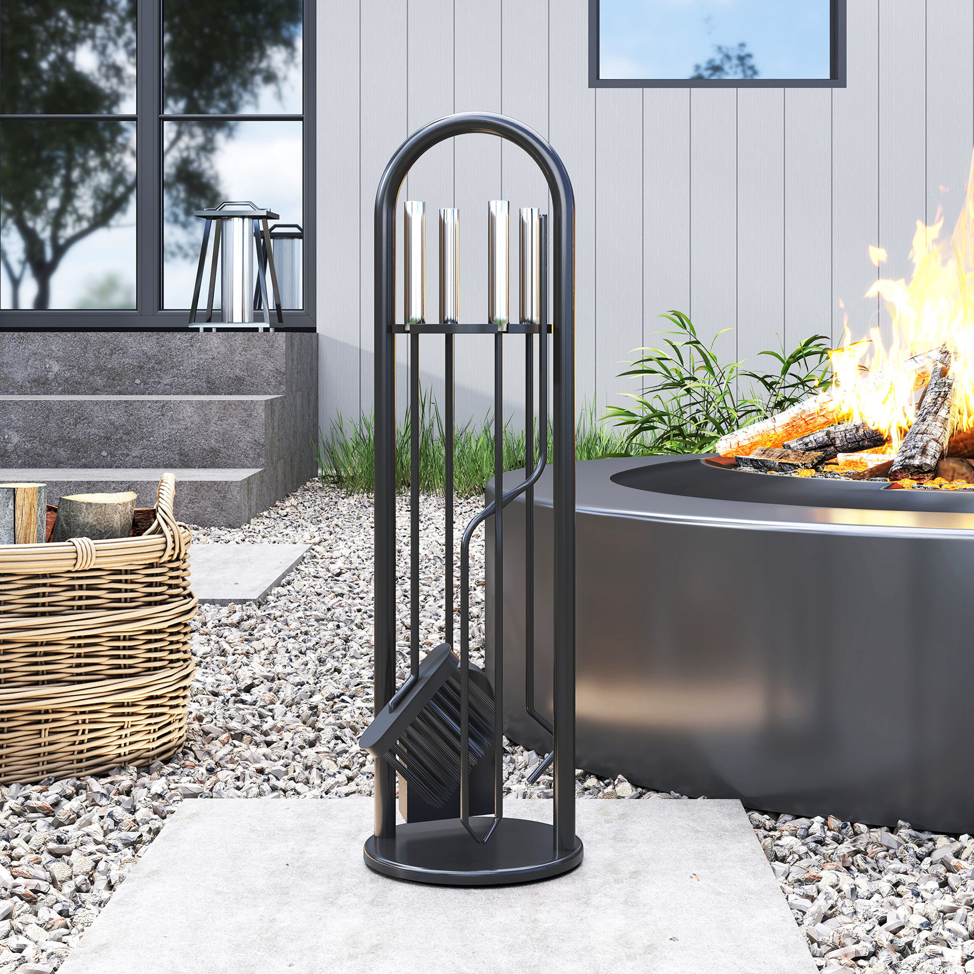 5 pieces fireplace tools set,metal fireplace accessories