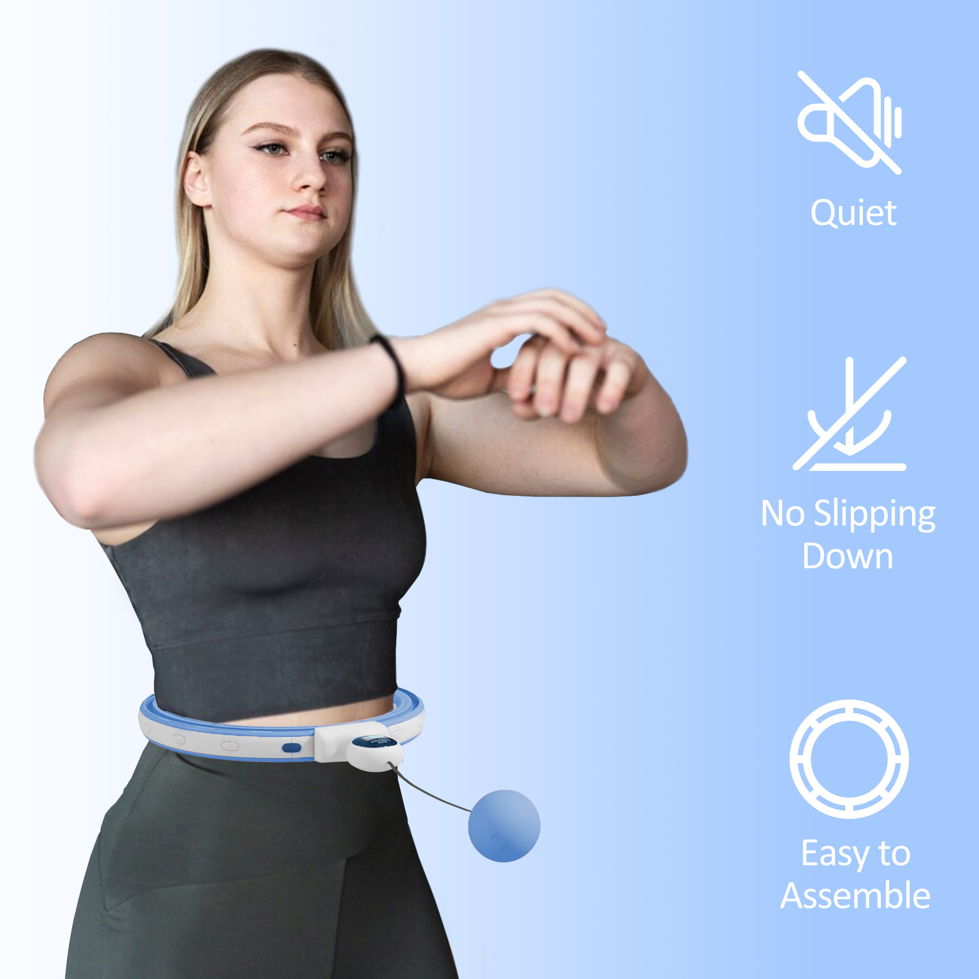 Smart Weighted Hula Hoop,Massage Ring W/ 16 Detachable Knots,360Â° — image 2