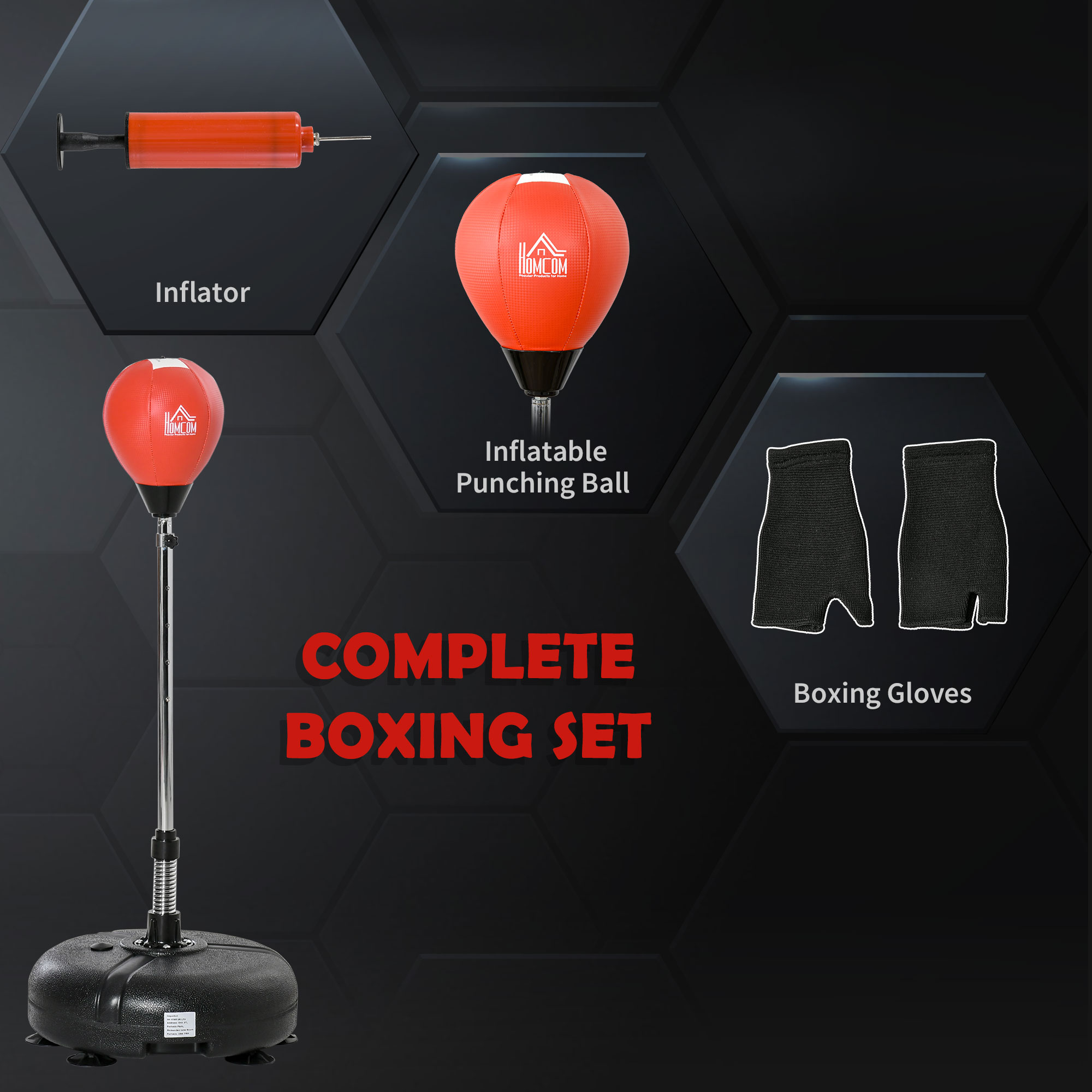 Punching Bag With Stand,133-151cm Adjustable Height,for Teens,Red/Black