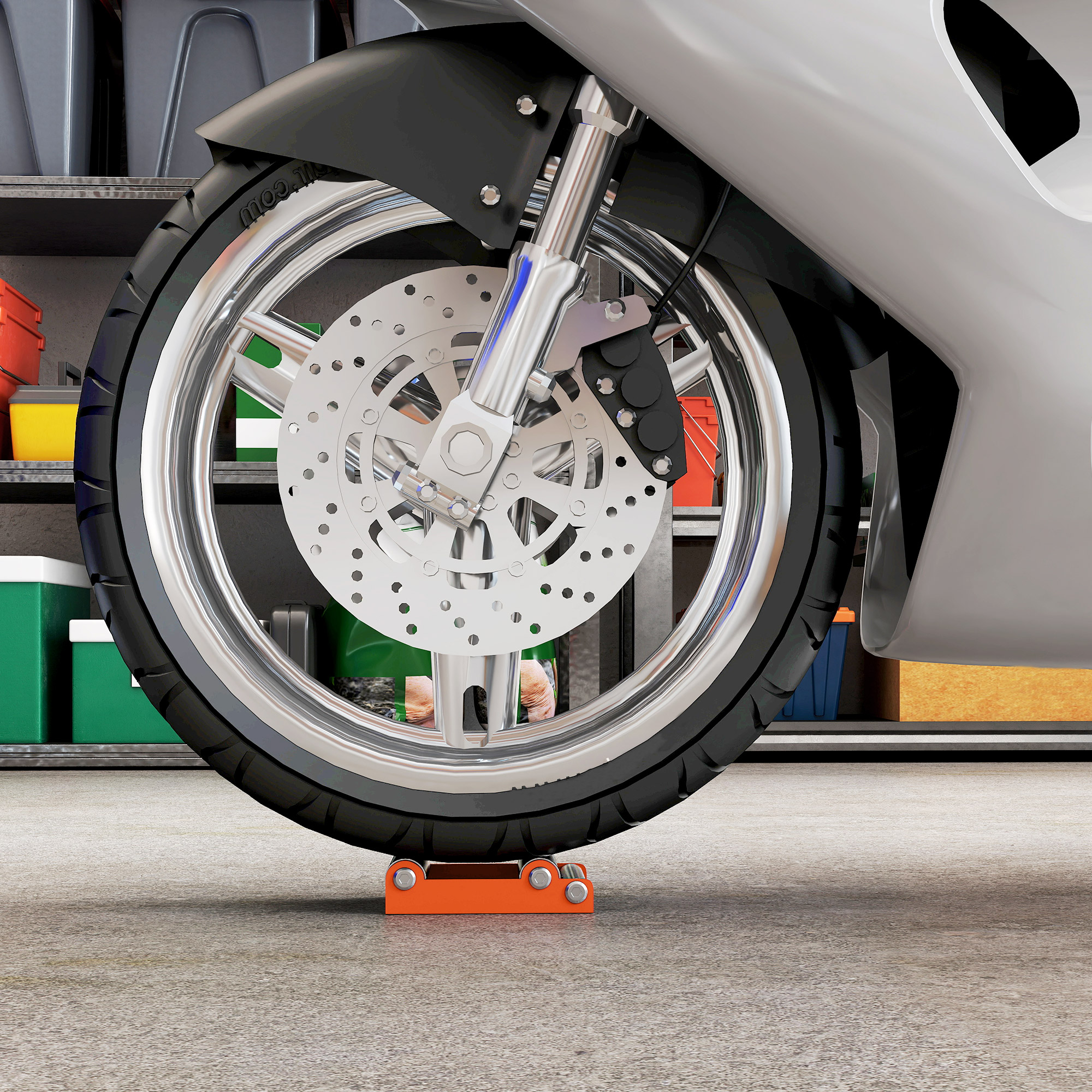 Motorcycle Wheel Cleaning Roller Stand With Steel Frame,Aluminium — image 3
