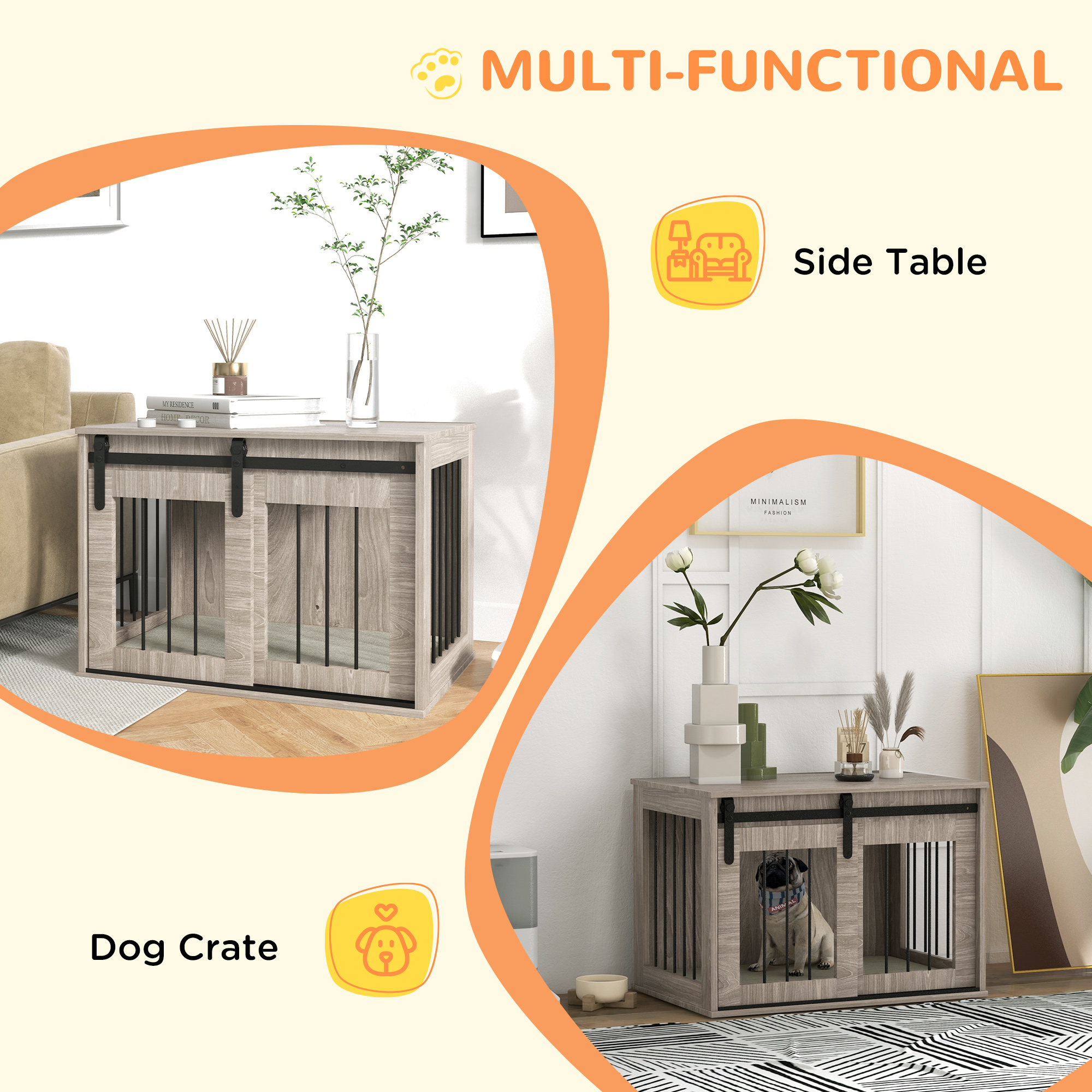 118cm Extra Large Dog - Walnut Brown-Dog Cage Furniture With Detachable Cushion, Suitable For Oversized Dogs detail photo 30