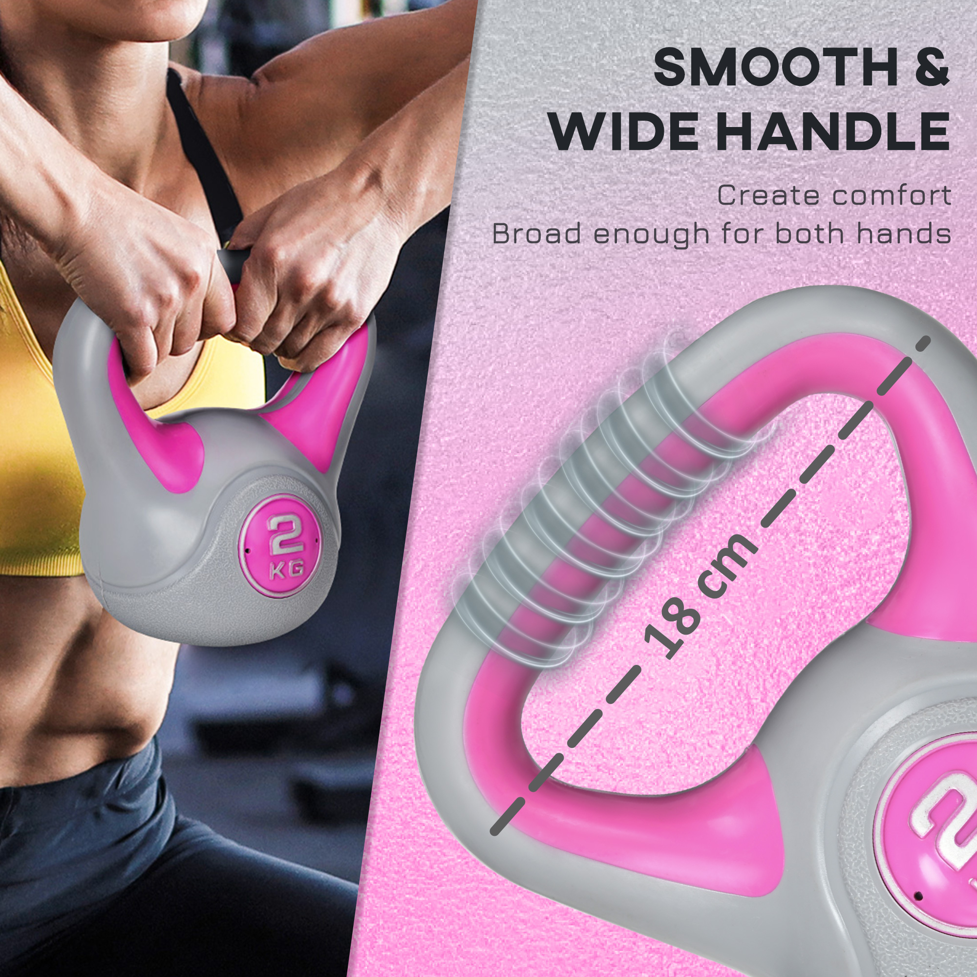 SPORTNOW Kettlebell,2kg Kettle Bells With Handle For Home Gym Weight Lifting — image 5