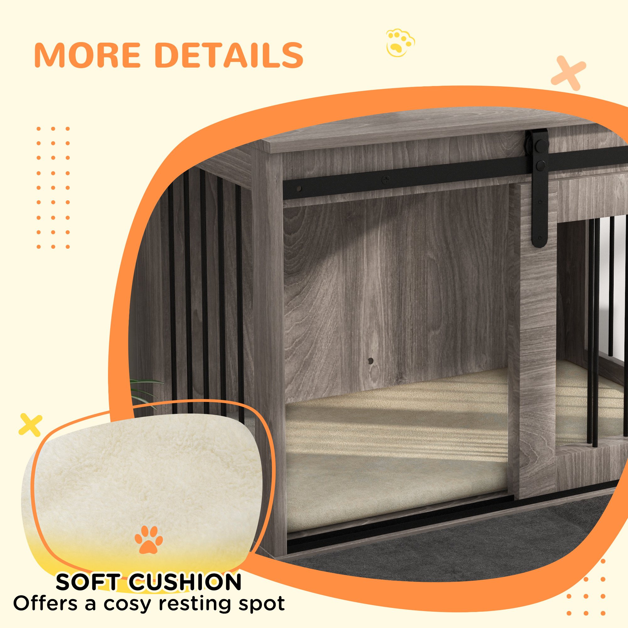 118cm Extra Large Dog - Walnut Brown-Dog Cage Furniture With Detachable Cushion, Suitable For Oversized Dogs detail photo 28
