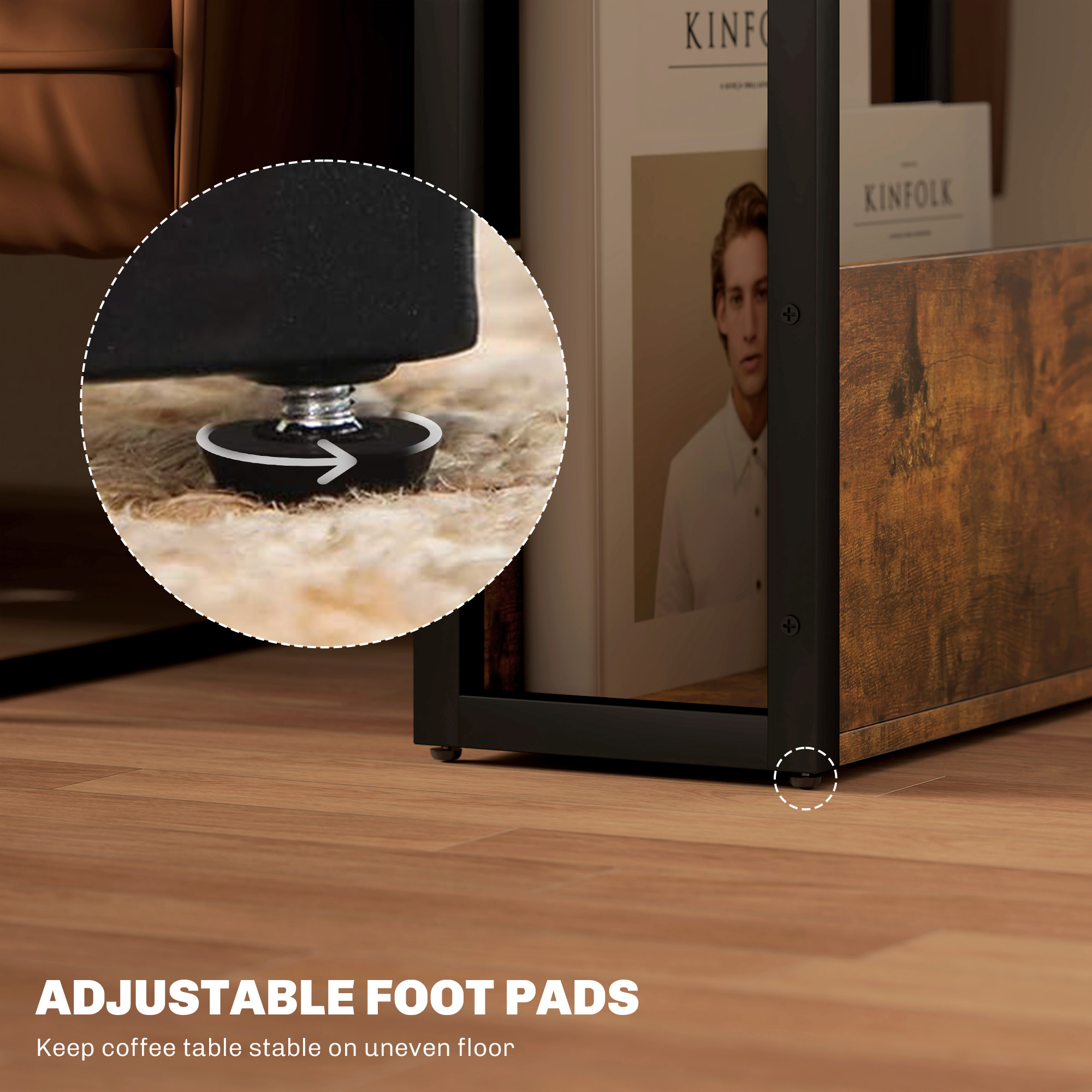 Industrial-Style Side Table-Black/Brown