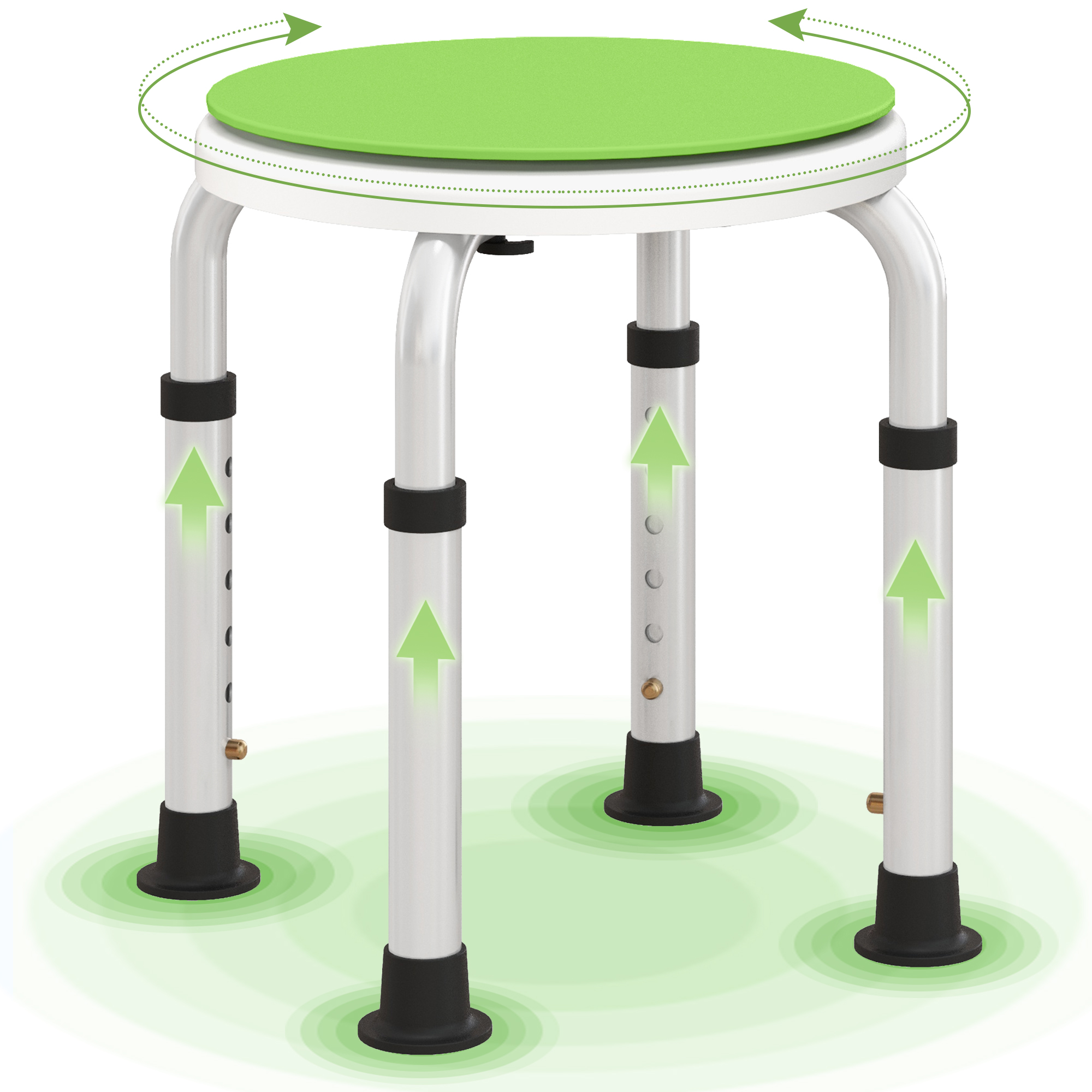 360Â° Swivel Shower Chair,Height Adjustable Aluminium Stool With Non-Slip Feet — image 3